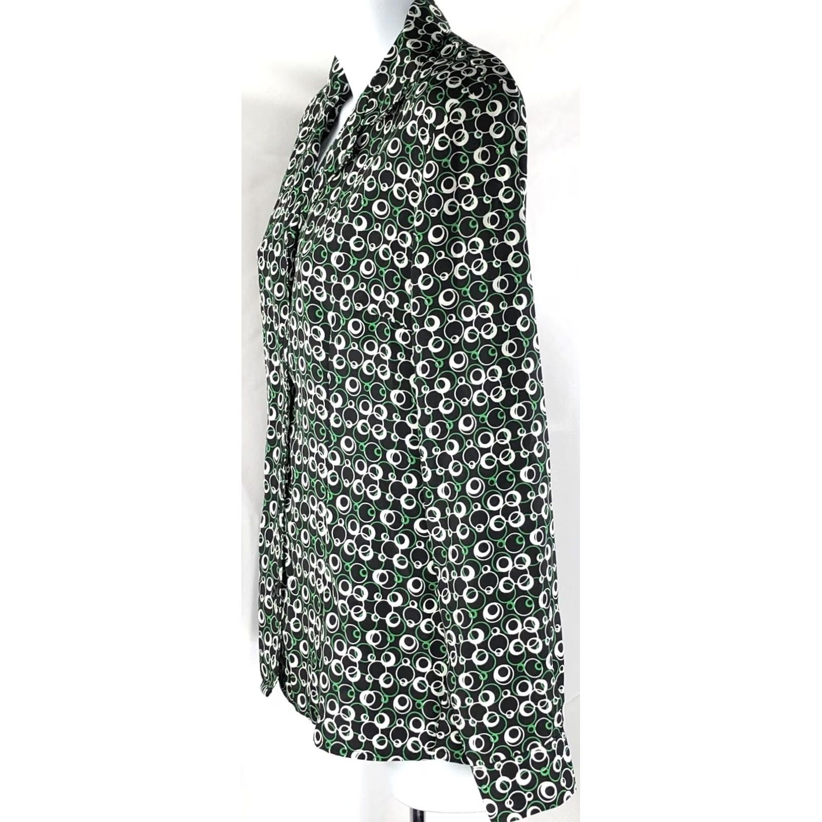 Element VINTAGE Elementz Button Up Top S Green Blk Geo Artsy Long Sleeve Career office secretary 90s Womens Size S / US 4 / IT 40 - 2 Thumbnail
