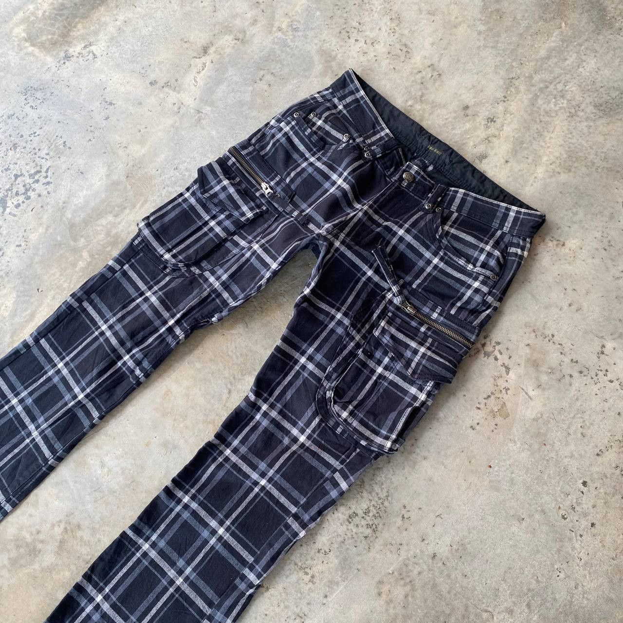 Japanese Brand BELL BELL CARGO CYBERPUNK PRISONER FLARED BONDAGE TARTAN Size US 29 - 7 Thumbnail