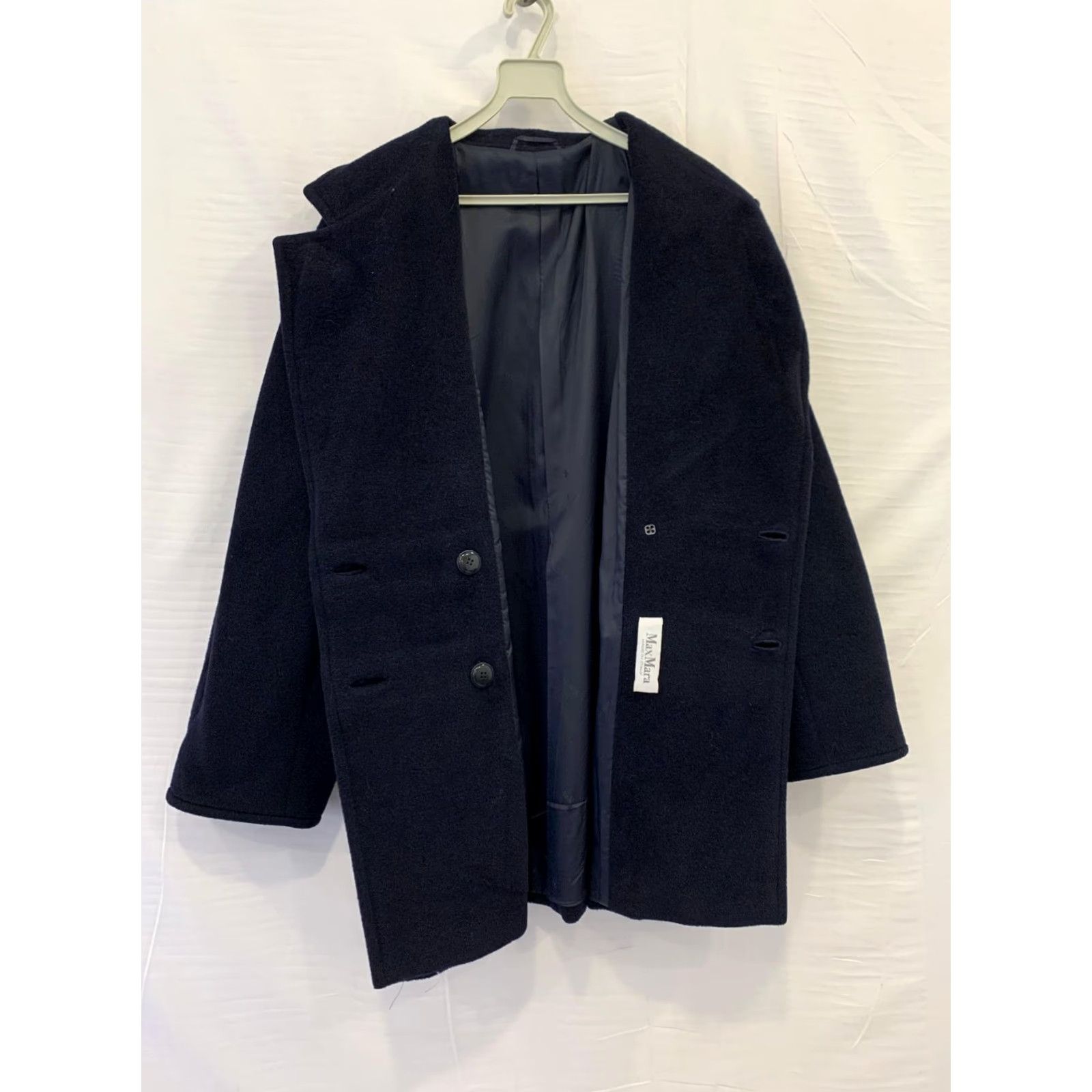 Max Mara Max Mara Wool Overcoat Navy Blue Long XL Mens Italy - Double Breasted Coat Size US XL / EU 56 / 4 - 5 Thumbnail
