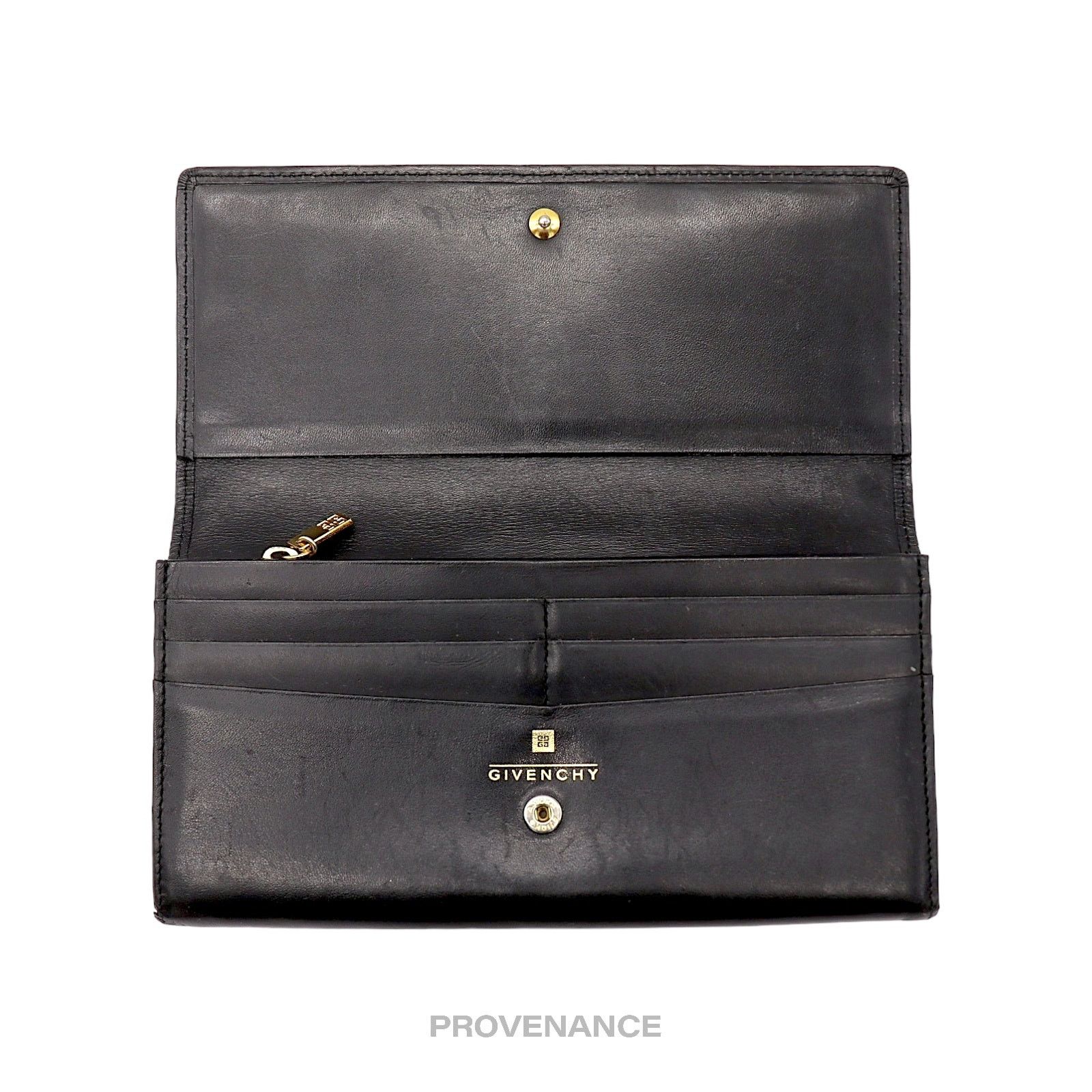 Givenchy 🔴 Givenchy Logo Snap Long Wallet - Black Leather Size ONE SIZE - 5 Thumbnail
