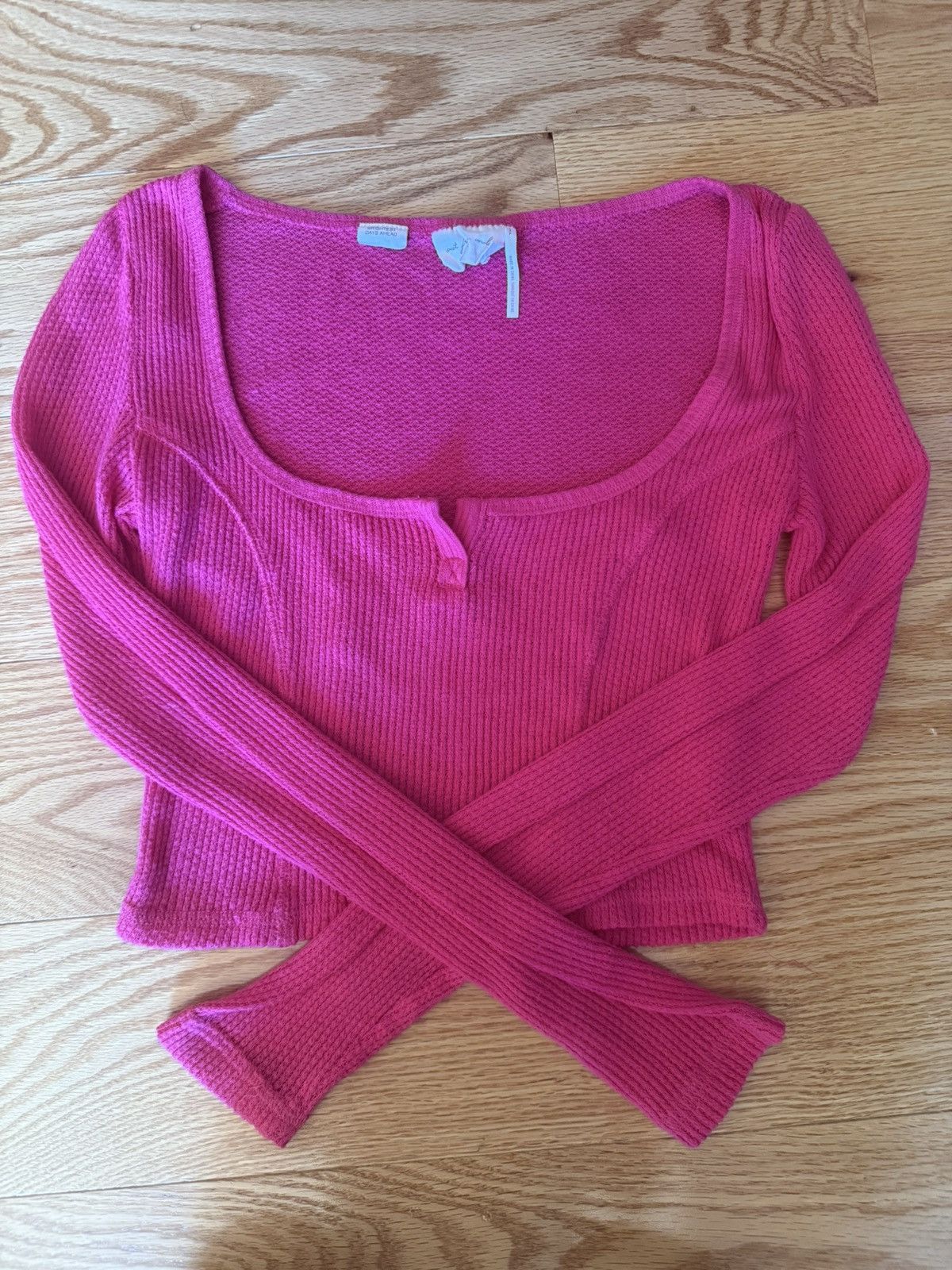 Urban Outfitters Urban Outfitters Pink Ribbed Long Sleeve Top Size S Size S / US 4 / IT 40 - 1 Thumbnail