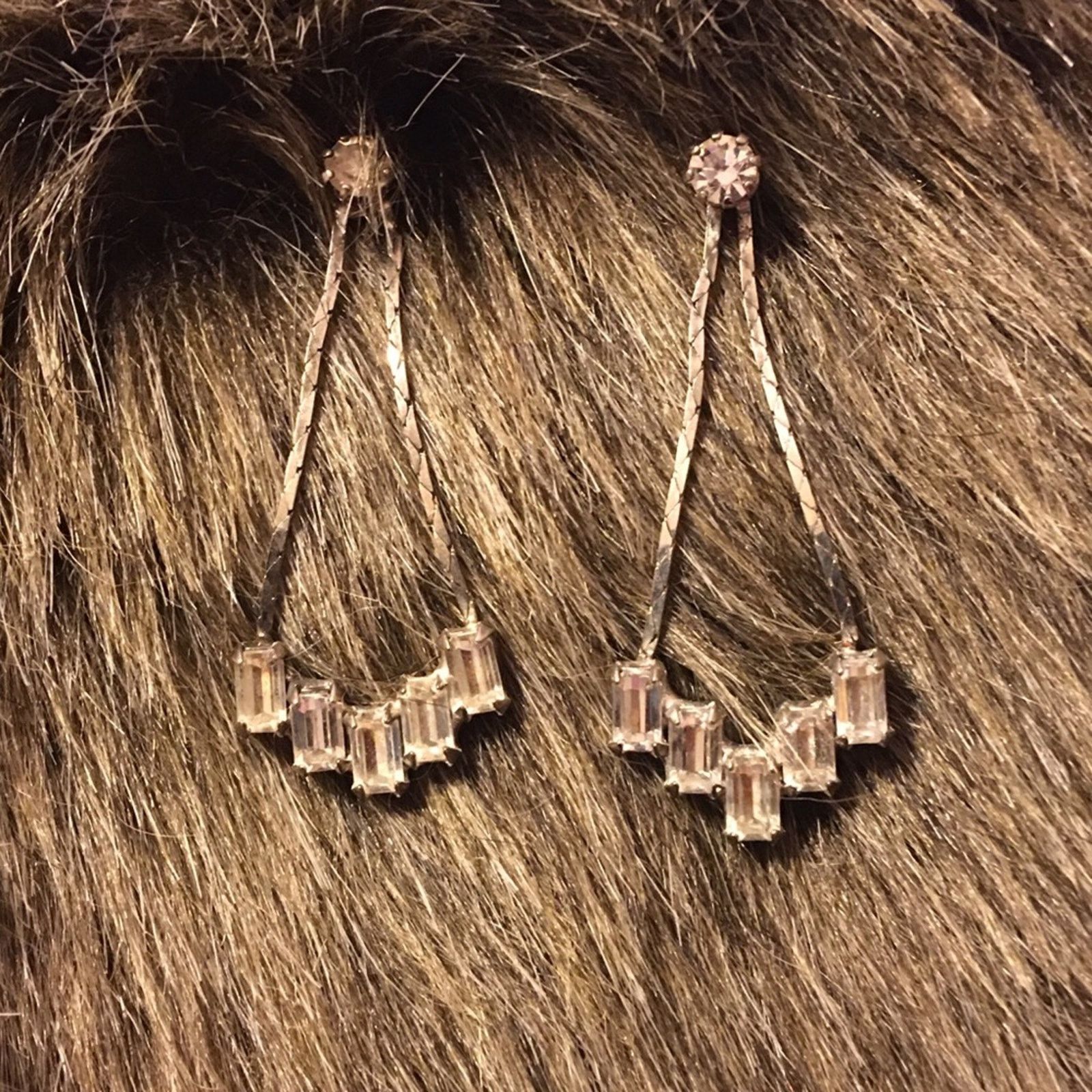 Vintage Vintage silver chain rhinestone dangle earrings Size ONE SIZE - 1 Thumbnail