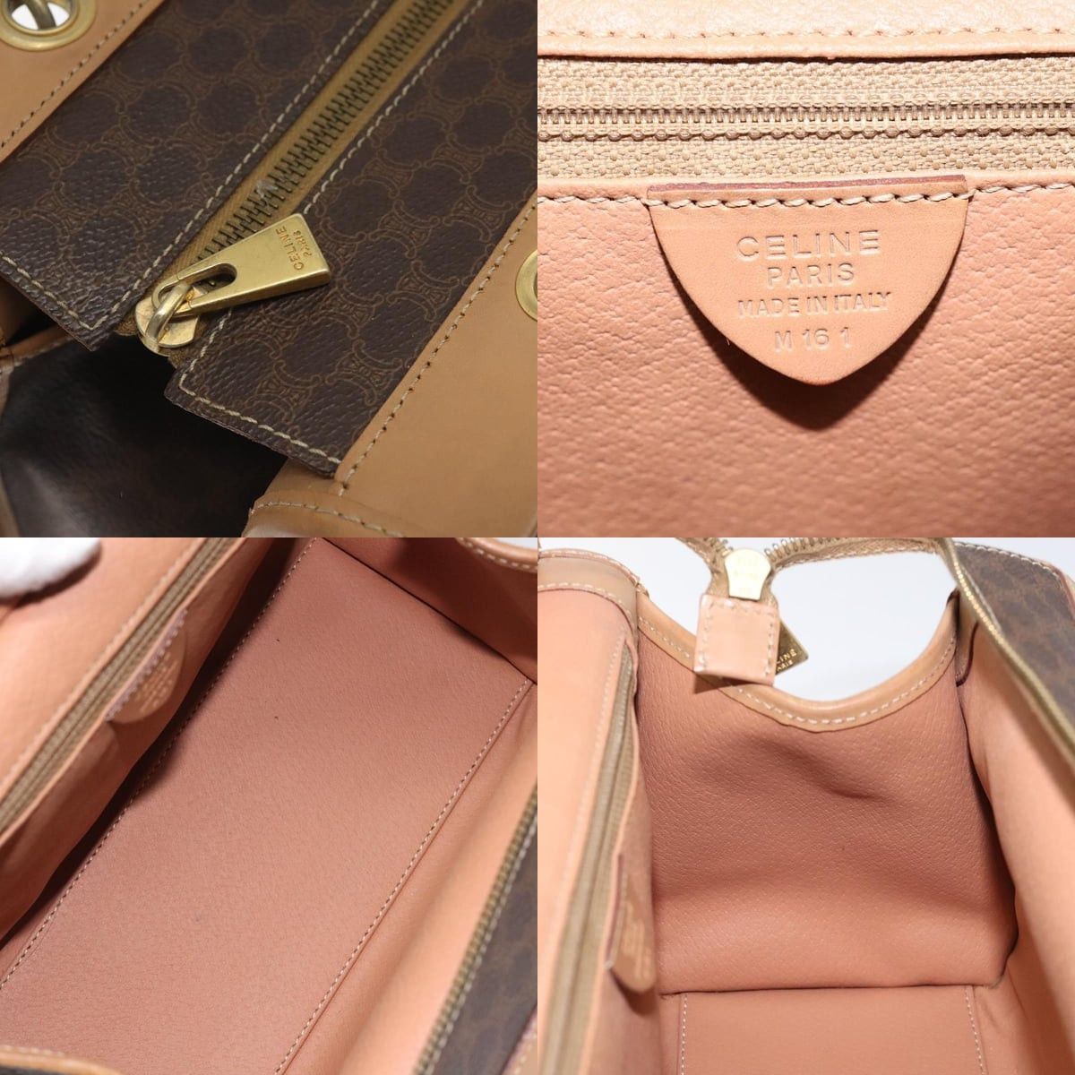 Celine CELINE Macadam Canvas Hand Bag Pvc Leather Brown Gold Size ONE SIZE - 11 Thumbnail