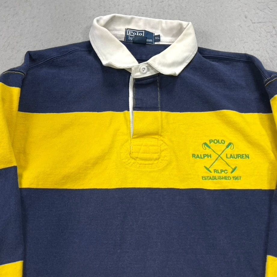 Polo Ralph Lauren VINTAGE Polo Ralph Lauren Shirt Mens XL Yellow Rugby Custom Crossed Mallets 90s Size US XL / EU 56 / 4 - 2 Thumbnail