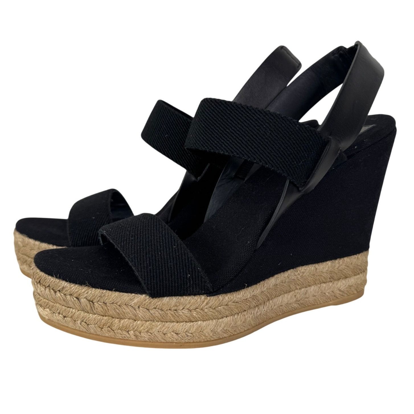 Tory Burch Black Band Canvas Wedge Sandals Size