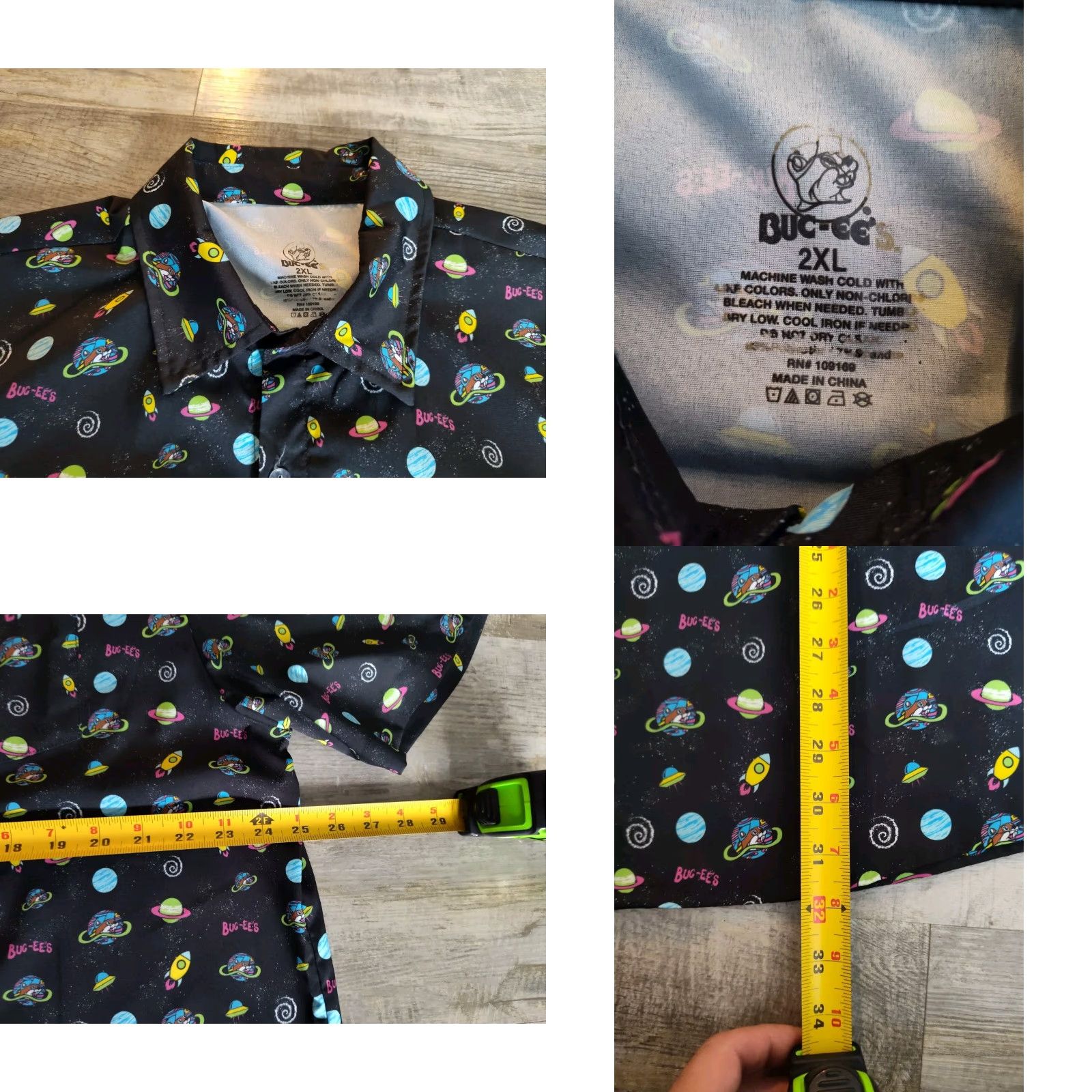 Vintage Buc-ee's Black Space Camp Button Up Shirt Mens 2XL Buc-ees Planets Short Sleeve Space Theme Button-Up Shirt Black 2XL Regular Men Casual Travel Size US XXL / EU 58 / 5 - 8 Thumbnail