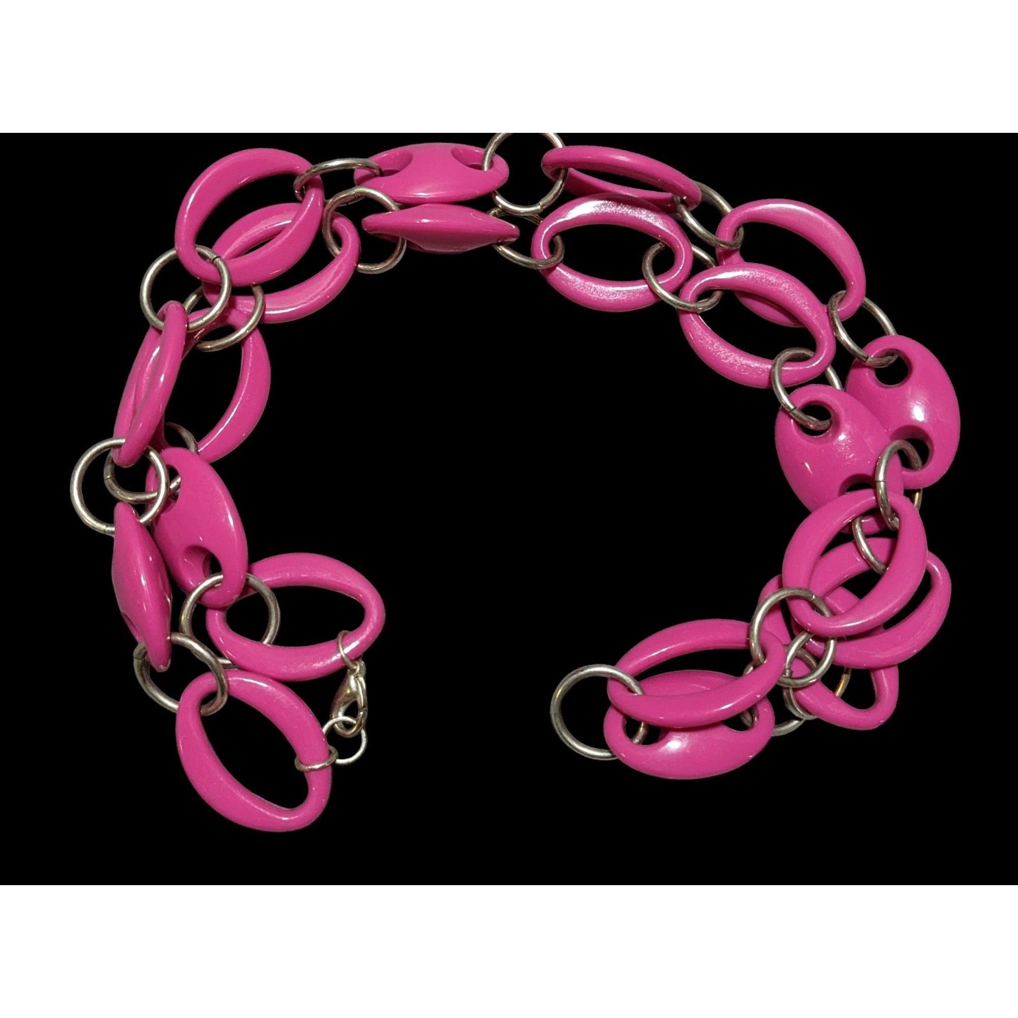 Other 80s Pink And Silver Large Link Necklace. Size ONE SIZE - 2 Thumbnail