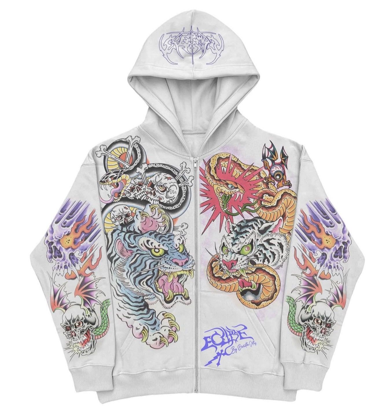 Eternal Artwear “Tiger Crucifix Eclipse” Zip-Up Hoodie Sz.L
