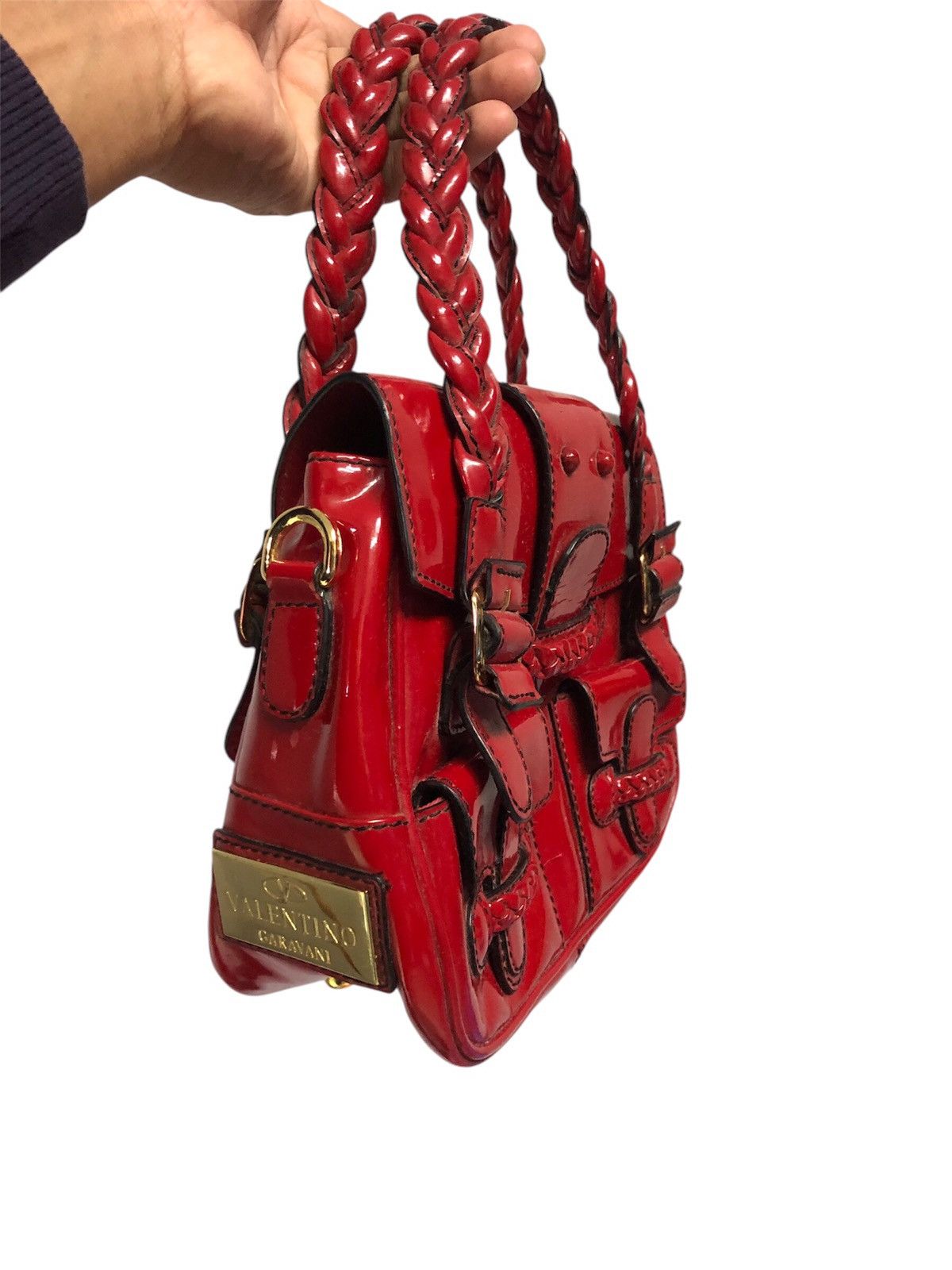 Valentino Valentino Garavani Burgandy Leather Handbag Size ONE SIZE - 10 Thumbnail