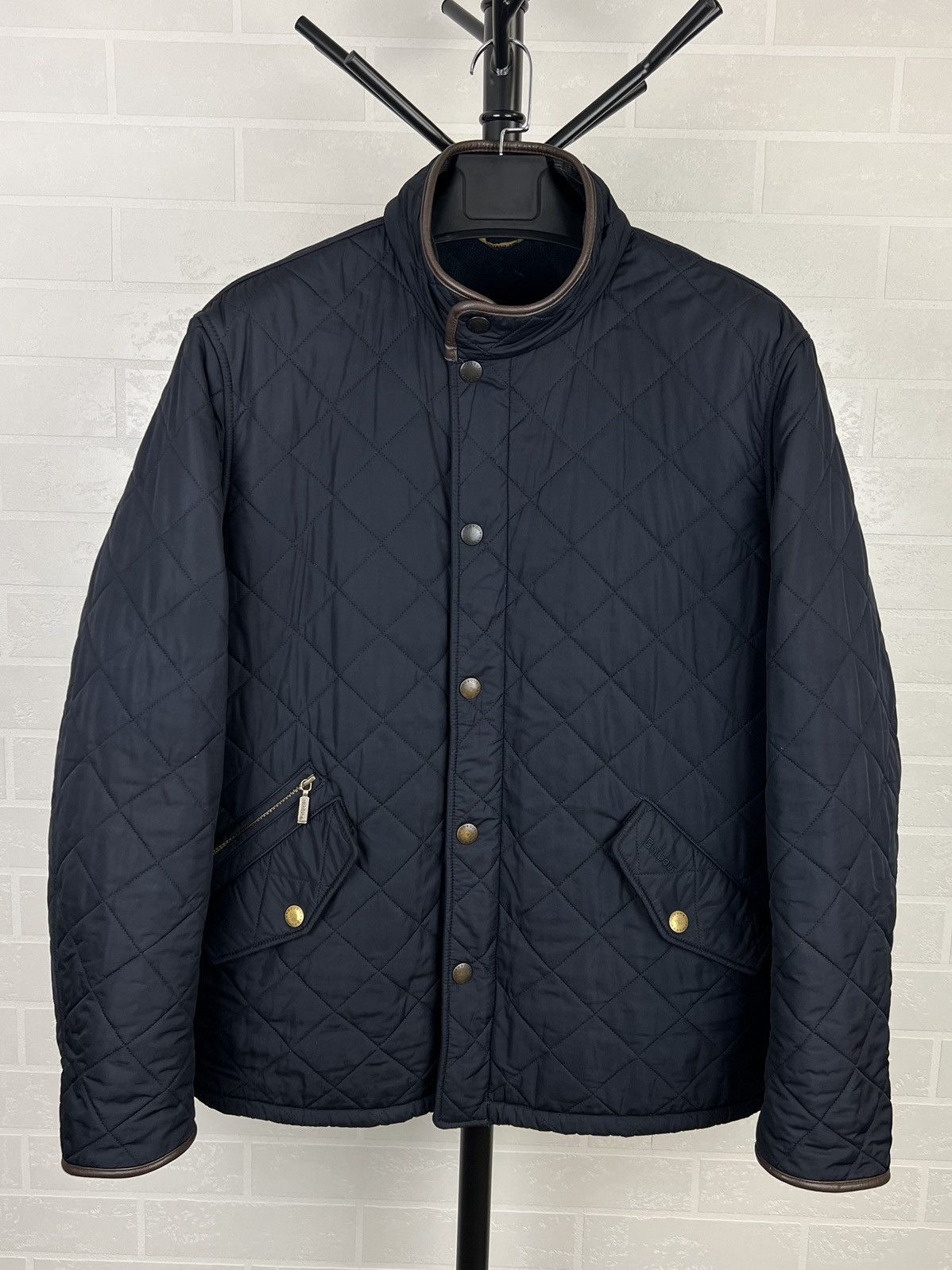 Barbour BARBOUR Jacket Quilted POWELL Pockets Logo Blue Men’s Size US XL / EU 56 / 4 - 1 Thumbnail