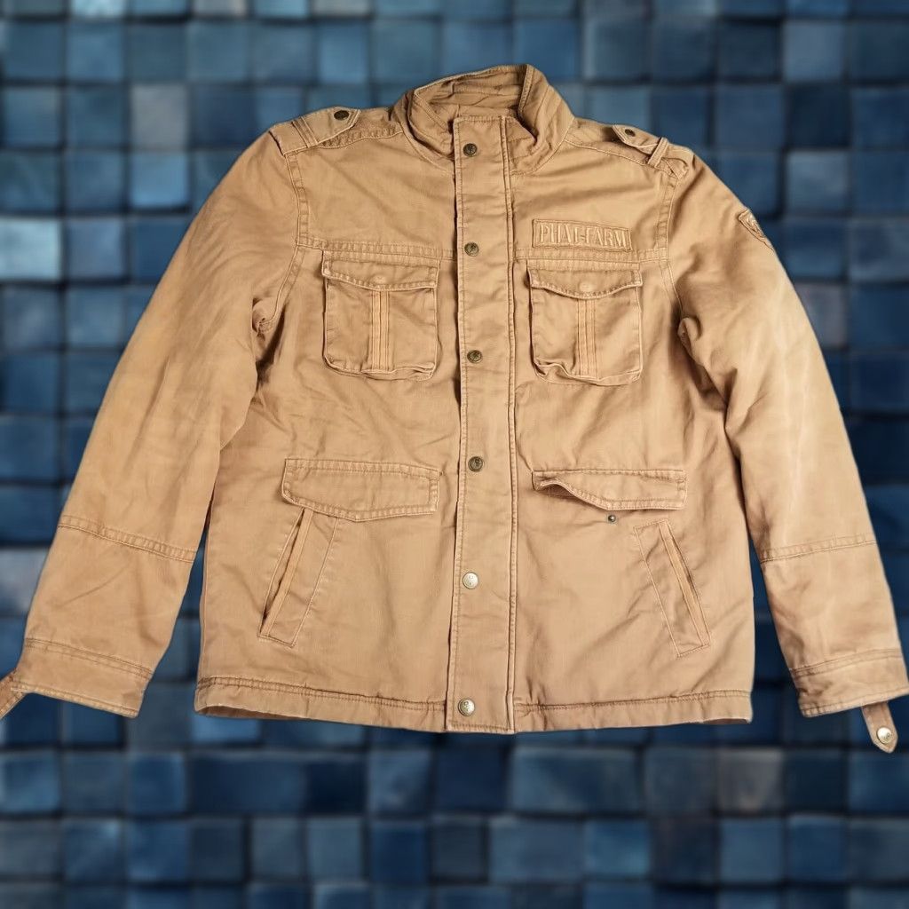VINTAGE Phat Farm Jacket Men Large Hip Hop 90s Canvas Chore Coat Military Style
