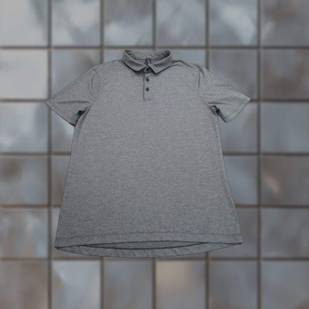 Lululemon Polo Shirt Mens Large Gray Solid Performance Golf Stretch Athletic Shirt