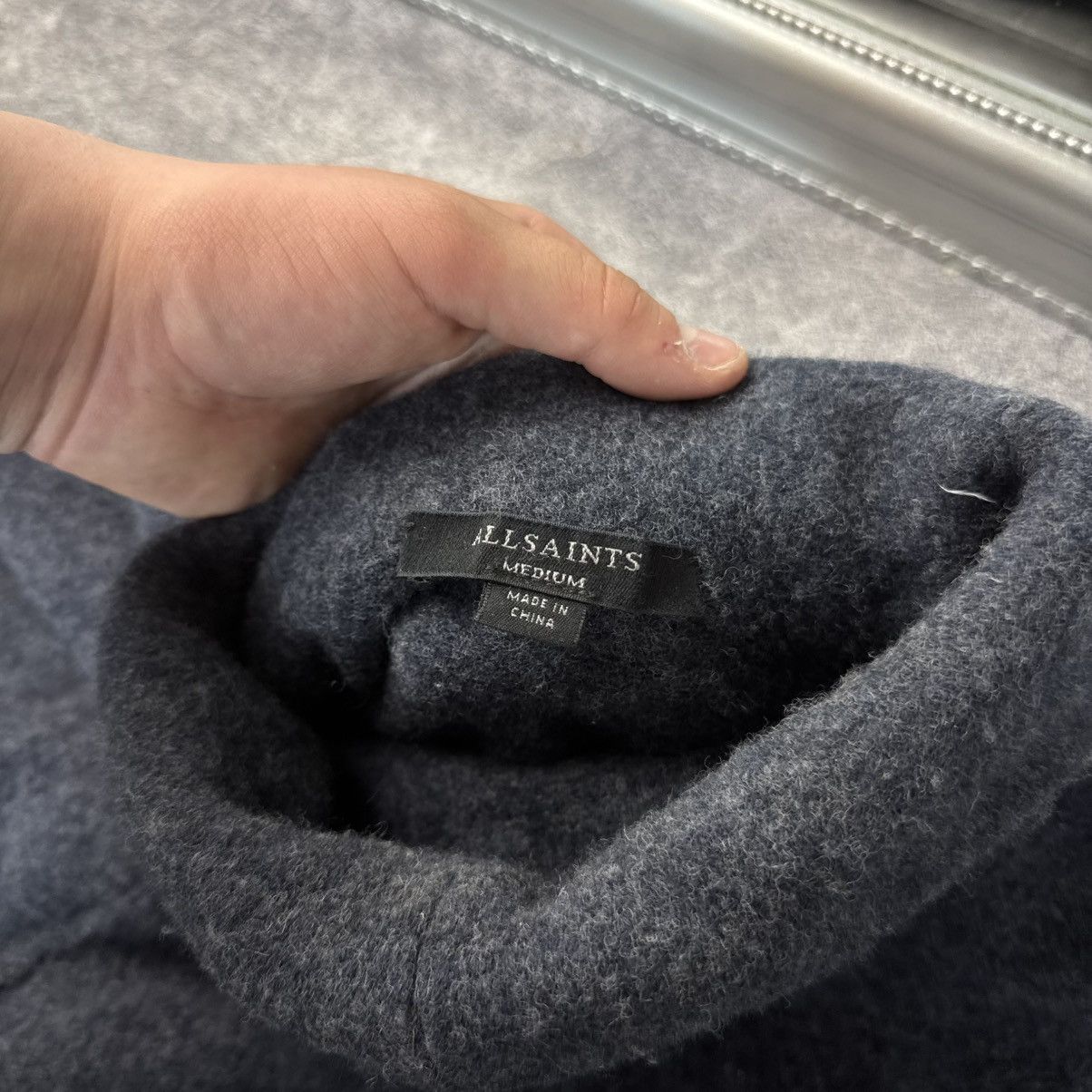 Allsaints AllSaints Charcoal High Neck Sweater Avantgarde Asymmetrical Size M / US 6-8 / IT 42-44 - 10 Thumbnail