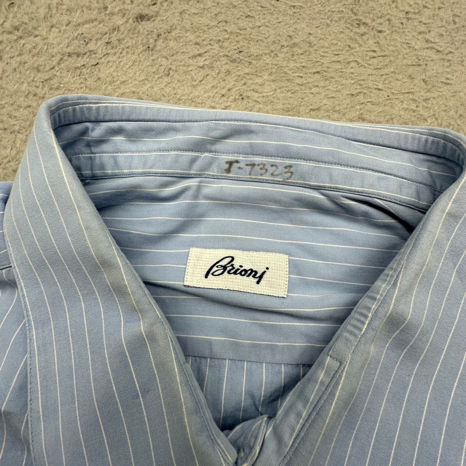 Brioni Brioni Pinstripe Blue Dress Shirt Mens 2XL Double Cuffs Size US XXL / EU 58 / 5 - 3 Thumbnail