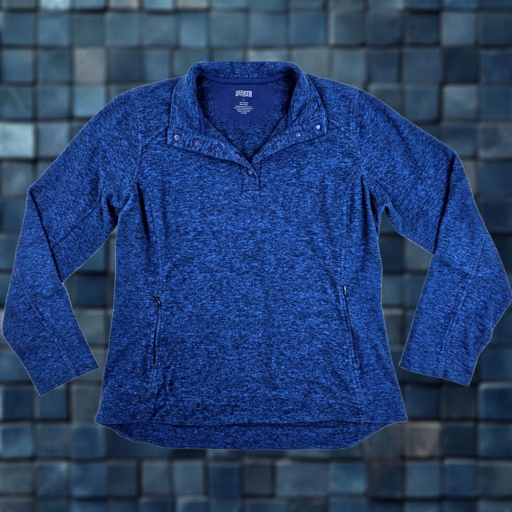 Vintage Duluth Fleece Pullover Shirt 1/4 Snap Heathered Blue Men L Size US L / EU 52-54 / 3 - 1 Thumbnail