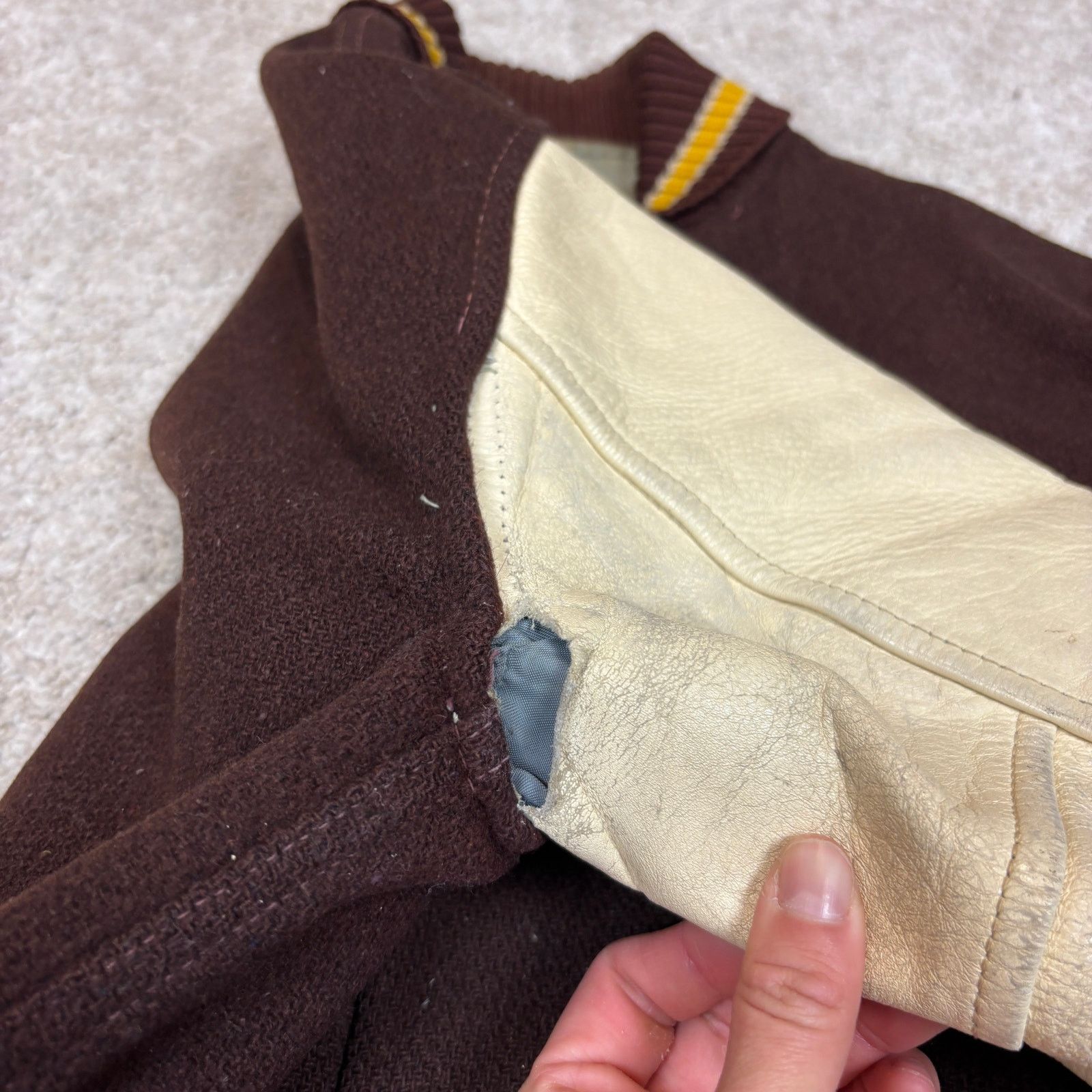 Vintage VTG 60s 70s Whiting Co Wool Leather Varsity Jacket Men's 36 Size US S / EU 44-46 / 1 - 8 Thumbnail