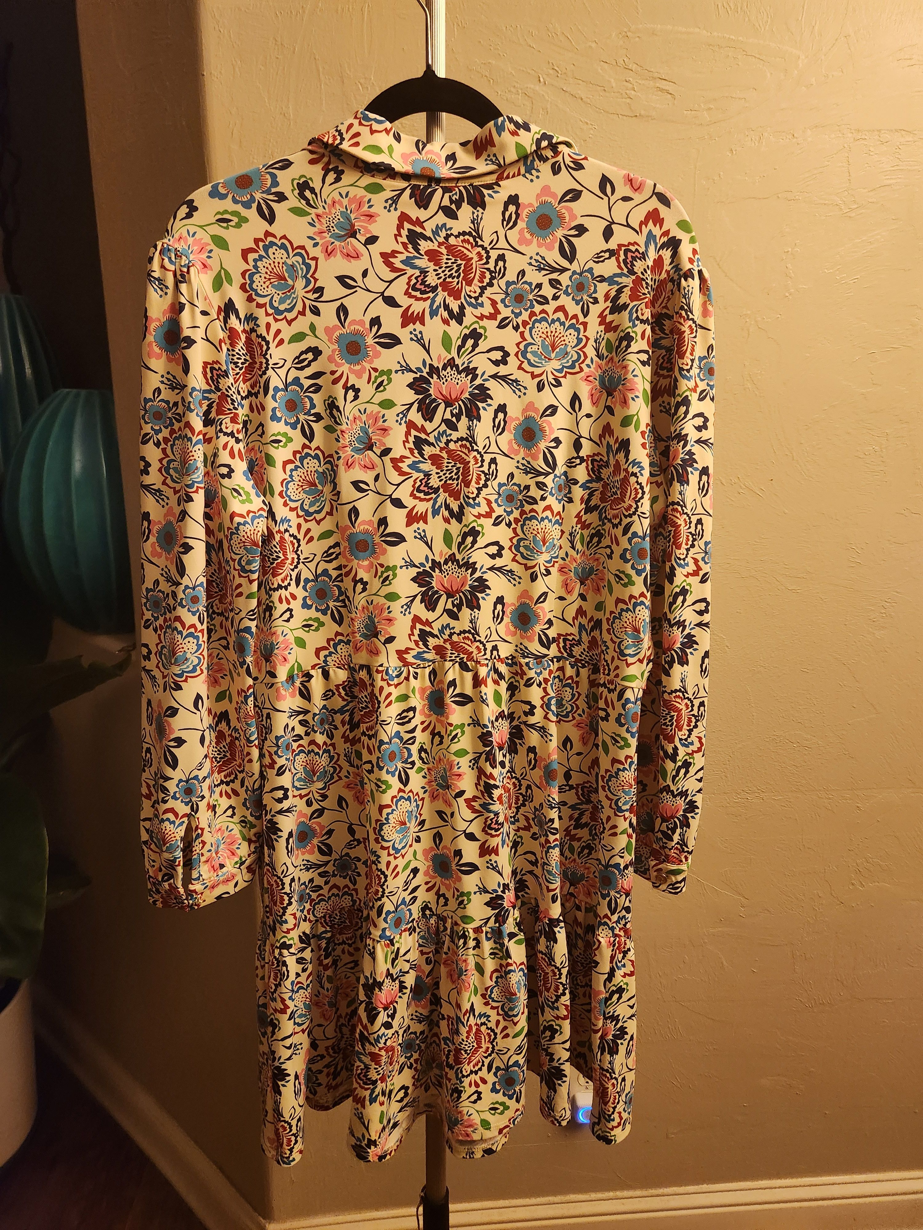 Vintage Vintage Jude Connally Floral Nylon Blend Pullover Midi Dress Size L / US 10 / IT 46 - 2 Thumbnail