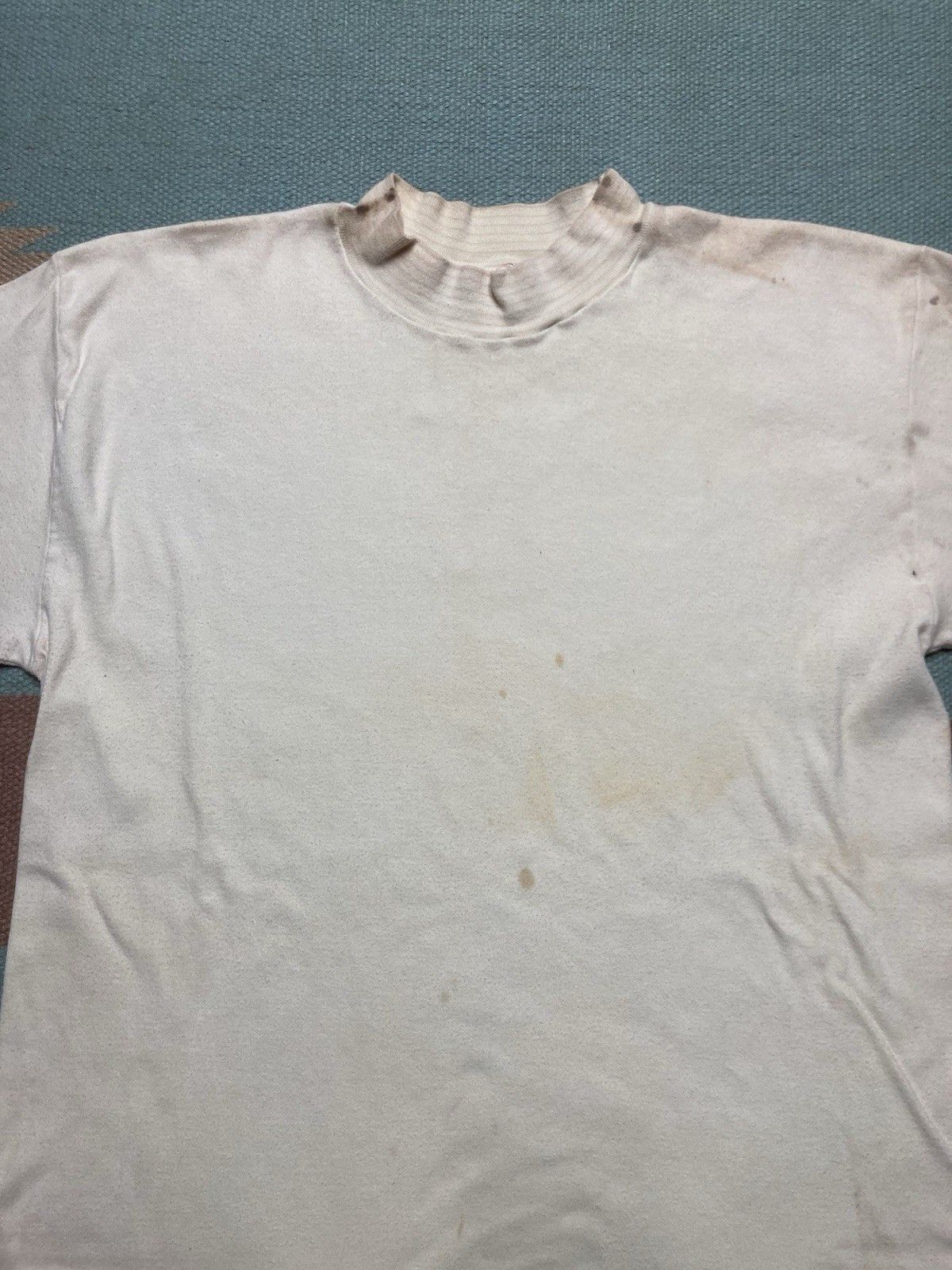 Vintage 1950s t shirt blank white soft cotton stained grunge large Size US L / EU 52-54 / 3 - 7 Thumbnail