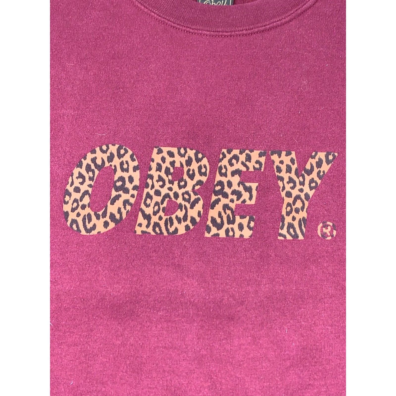 Obey OBEY Sweater Men Crew Neck Long Sleeve Red M Pullover Casual Big Logo Cheetah Print Vintage No Size US M / EU 48-50 / 2 - 2 Thumbnail