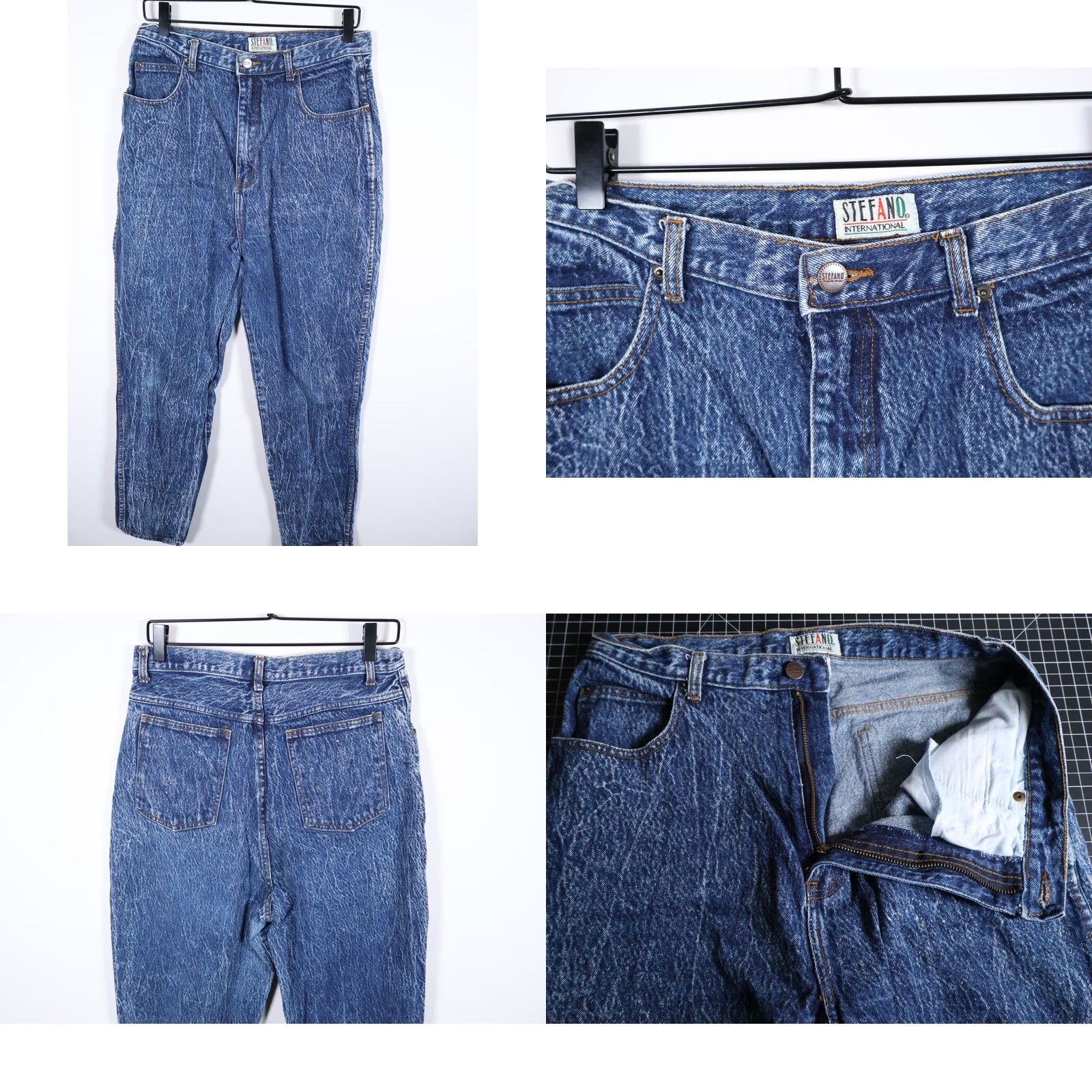 Vintage VINTAGE Stefano Women's 90s High Waisted Mom Jeans 16 Blue Acid Wash 30x29 Denim Jeans Women Size 38" / US 16 / IT 52 - 9 Thumbnail