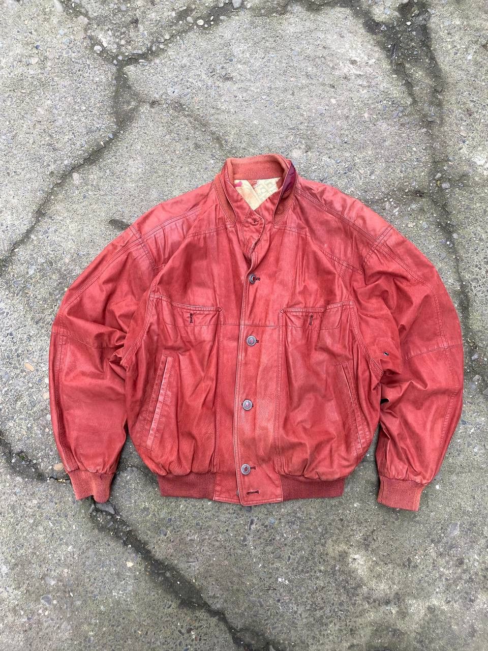 Bomber Jacket Colourful 90s Jacket Vintage Leather Bomber