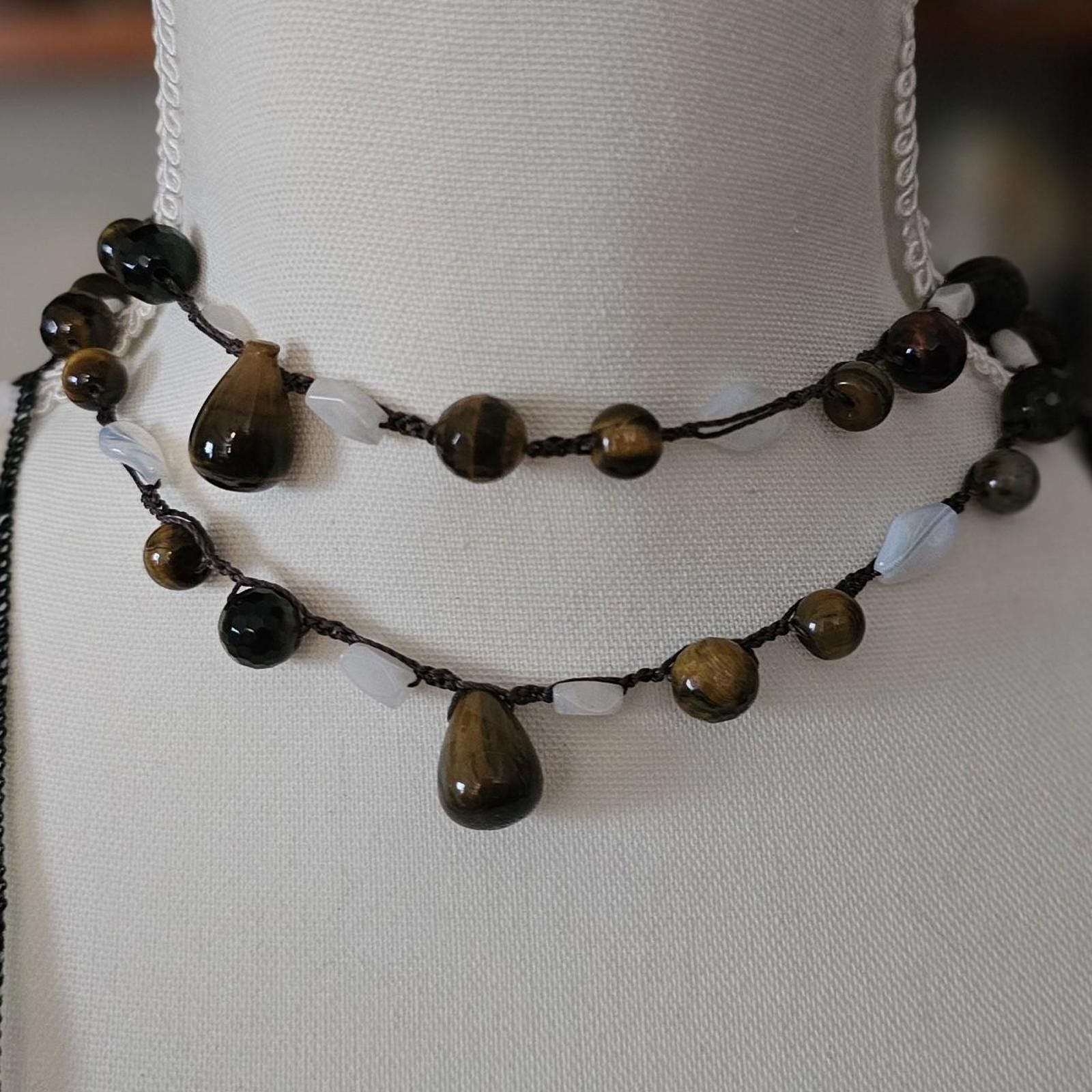 Designer Handmade Lariat Style Tiger's Eye Necklace Size ONE SIZE - 5 Thumbnail