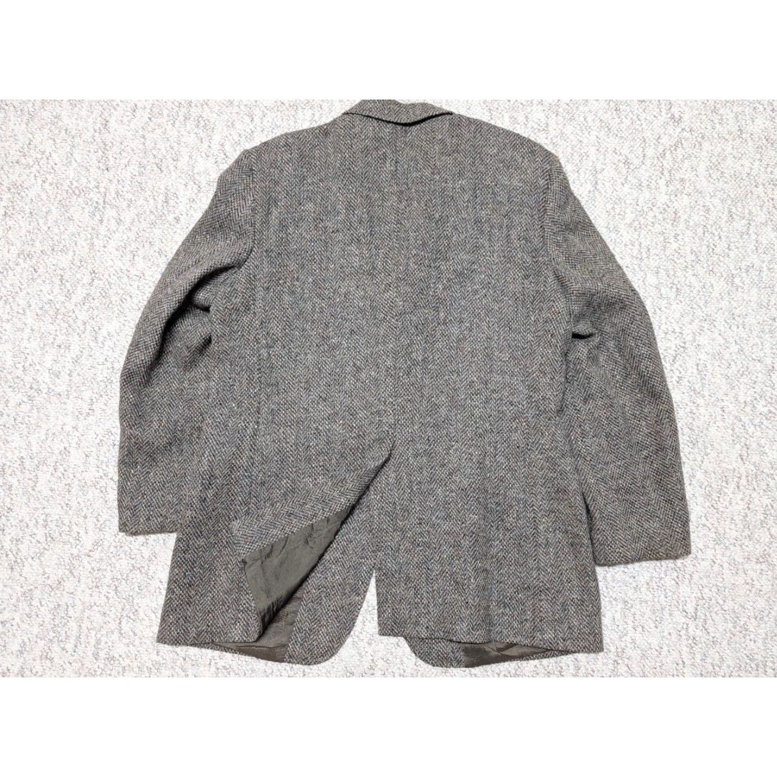 Levi's VINTAGE Levi's Tweed Blazer Mens 44L Gray Herringbone Wool Tweed Two-Button Notch Single-Vented Long Sportscoat US Made Size 44R - 2 Thumbnail
