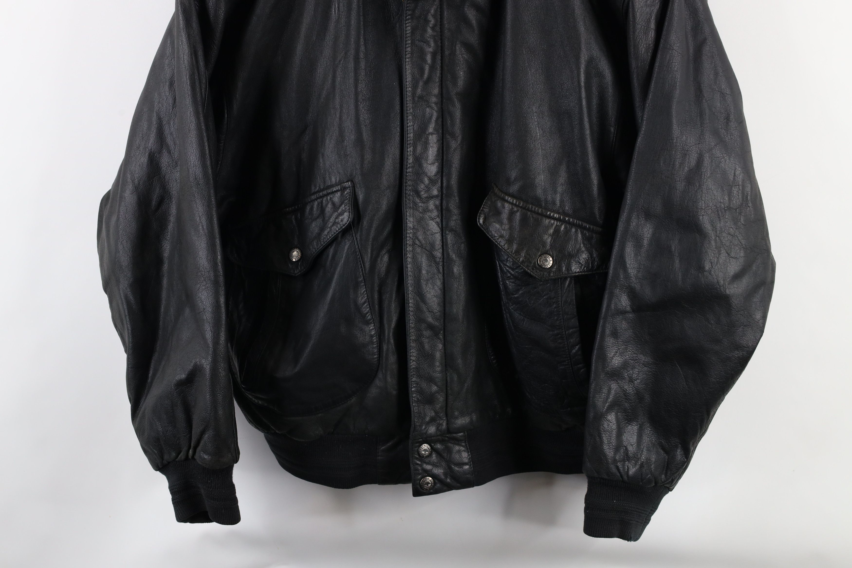 Vintage Vintage 90s Streetwear Leather Flight Bomber Jacket Black Size US L / EU 52-54 / 3 - 3 Thumbnail