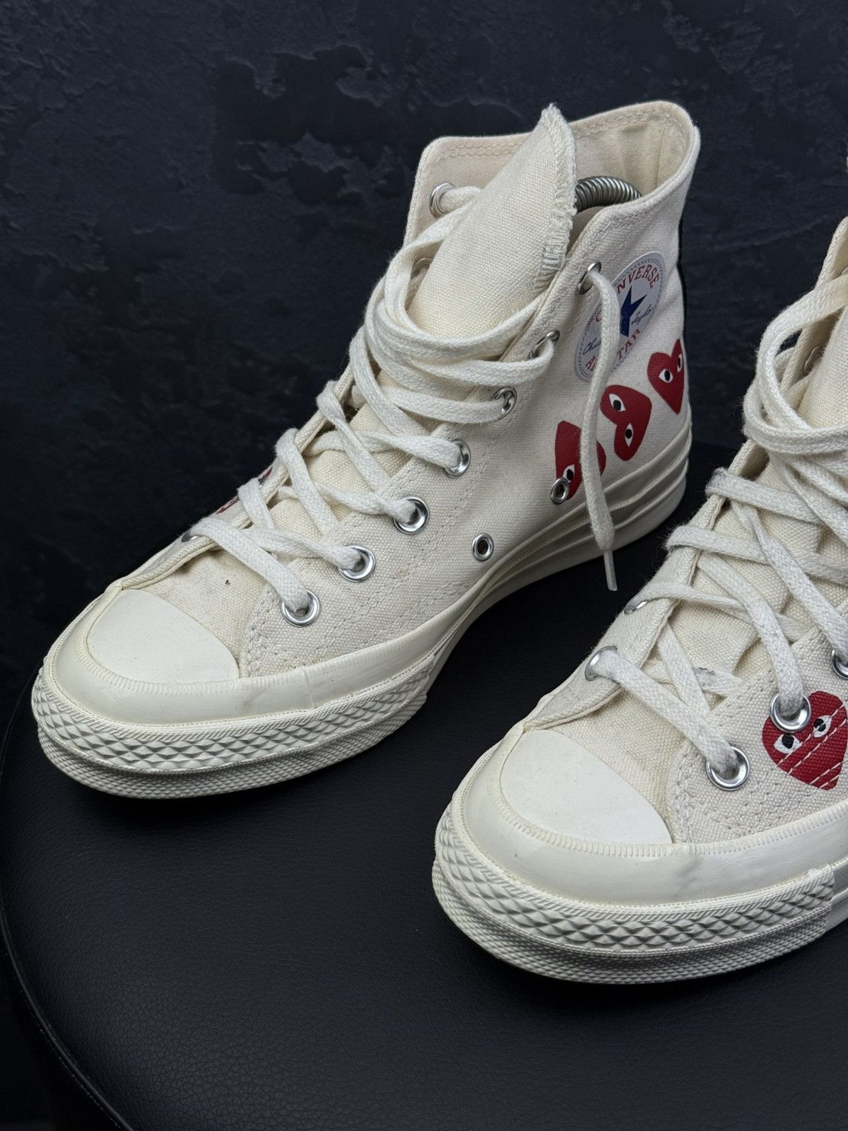 Comme des Garcons CDG PLAY x Converse Chuck Taylor High Top Multi Heart Beige Size US 7.5 / IT 37.5 - 3 Thumbnail