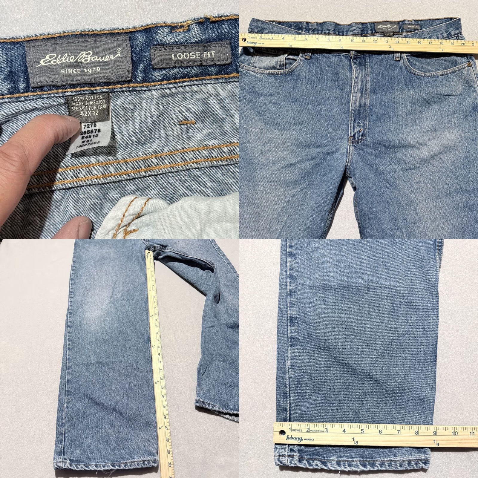 Eddie Bauer Eddie Bauer Jeans Mens Medium Blue Denim Classic Straight 42X32 Regular 5-Pocket Design Denim Casual Fit Mens Size US 42 / EU 58 - 9 Thumbnail
