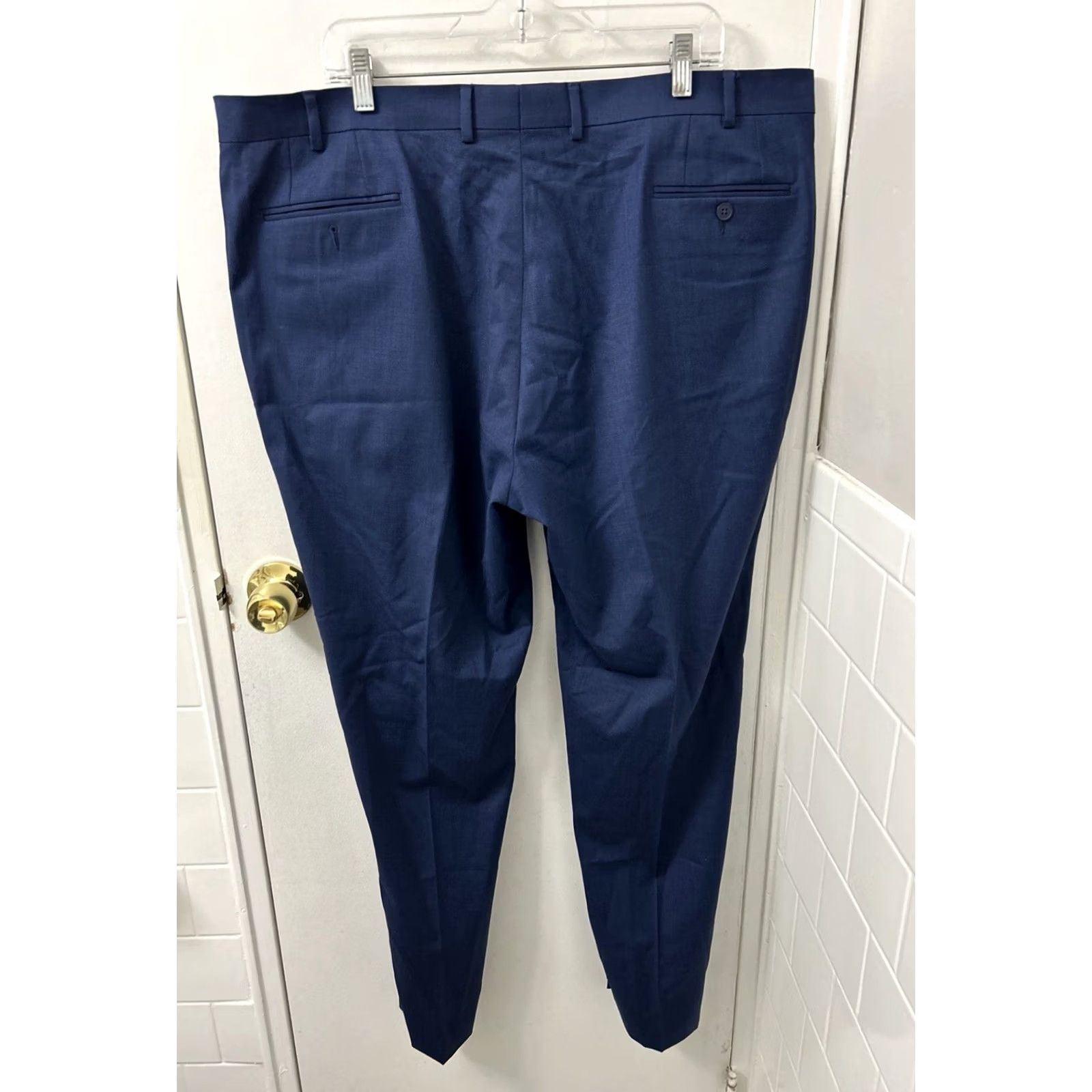 Vintage VINTAGE? No. Michael Strahan Collection Dress Pants Mens 42x32 Navy Blue Wool Blend Trousers Size US 42 / EU 58 - 6 Thumbnail