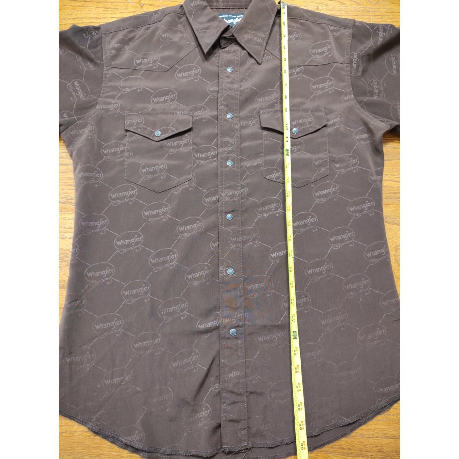 Wrangler VINTAGE Wrangler Shirt Mens M Western Pearl Snap All Over Print Logo Roper Brown Size US M / EU 48-50 / 2 - 5 Thumbnail