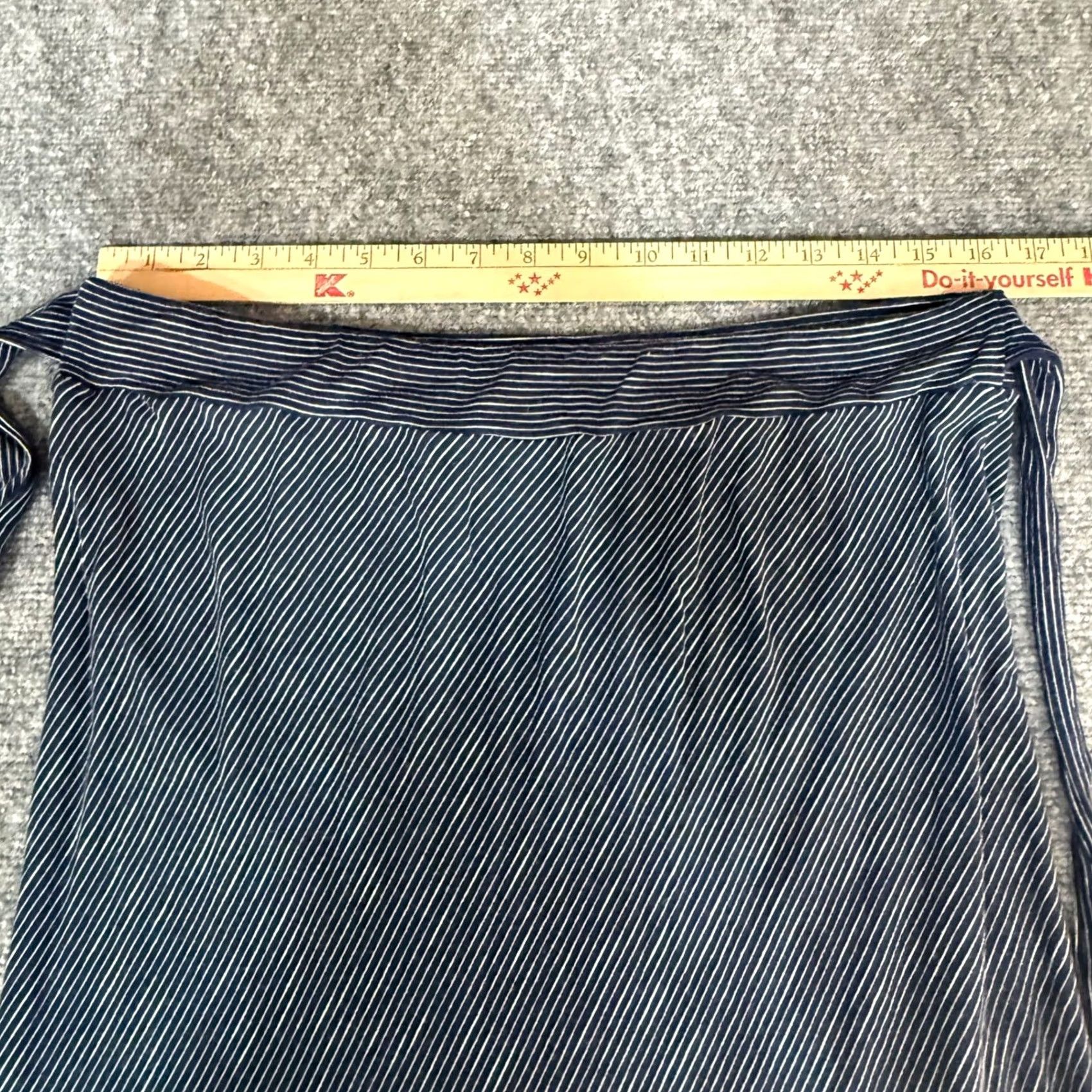 Nautica Westport Skirt Maxi Women L Navy Blue Pinstripe Wrap Tie Jersey Stretch Casual Travel Nautical Size L / US 10 / IT 46 - 7 Thumbnail