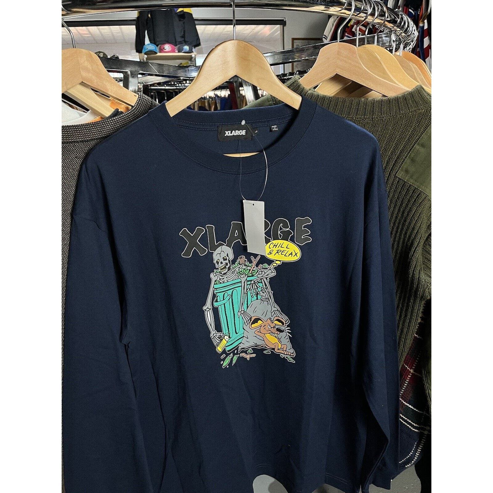 image of X Large X-Large Los Angeles Blue Longsleeve Skeleton Tee Size Large, Men's