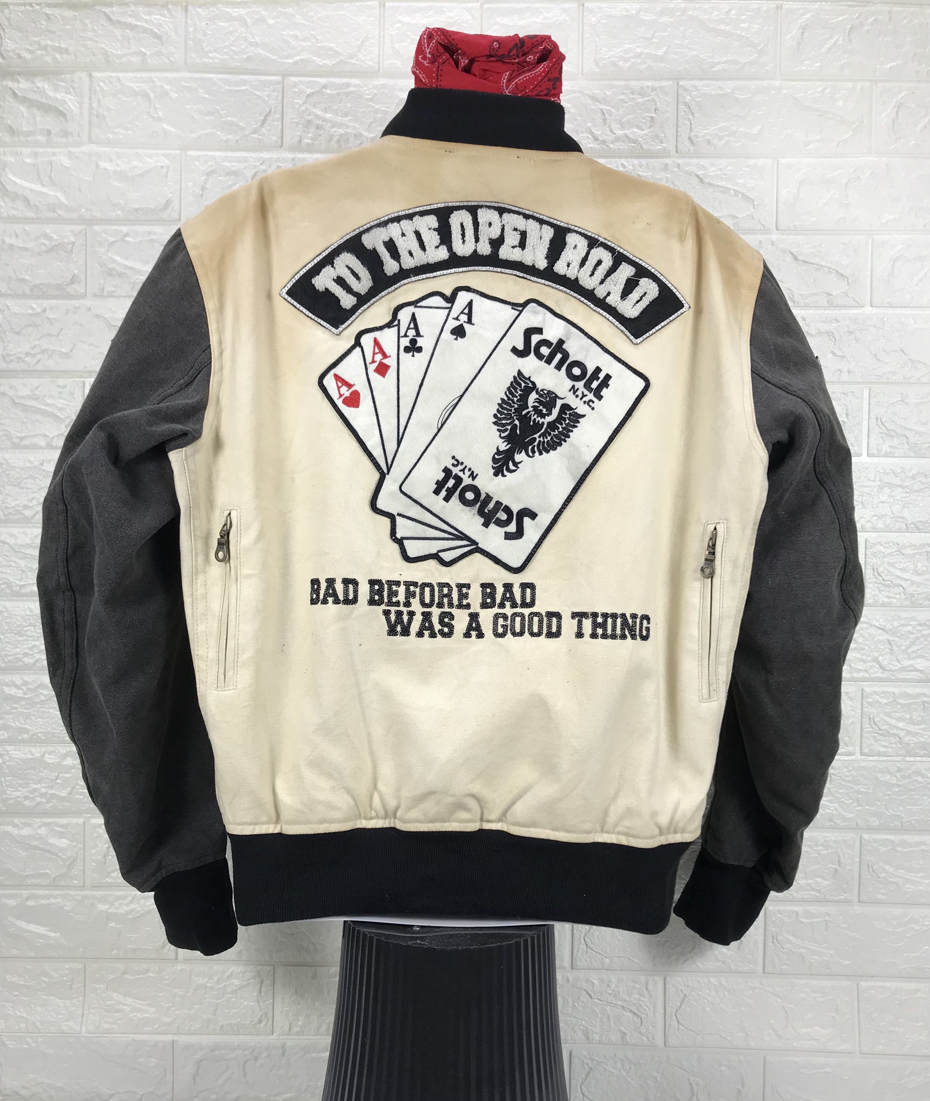 Schott Vintage Schott Padded Biker Varsity Jacket Size US XL / EU 56 / 4 - 1 Thumbnail