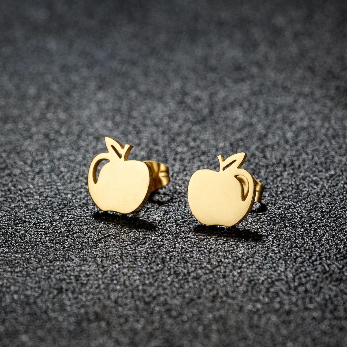 Jewelry Apple Stud Earrings Charm Earring Gift Size ONE SIZE - 1 Thumbnail