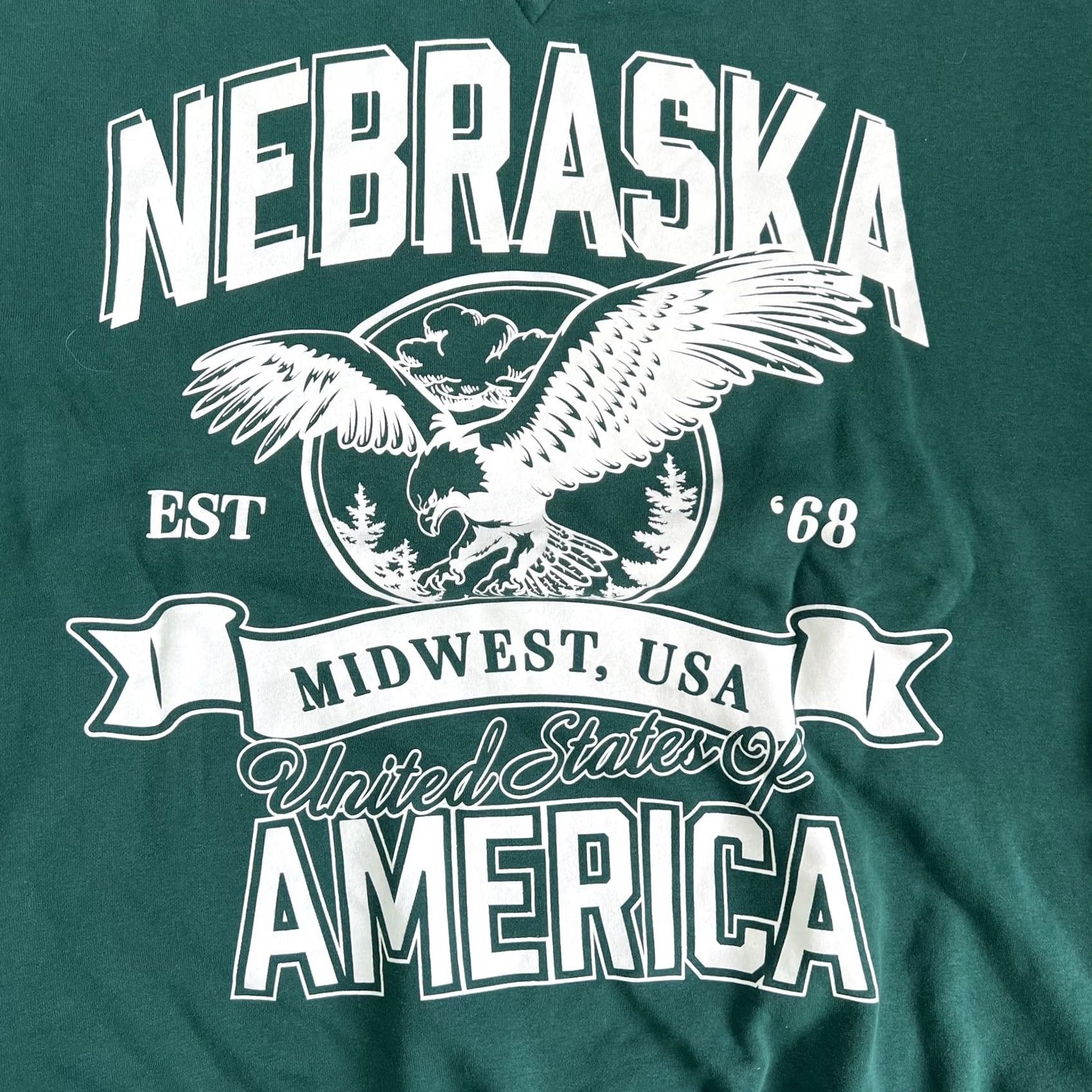 Vintage Nebraska Sweatshirt Mens 3XL Green Eagle Midwest USA America Graphic Fleece Size US XXL / EU 58 / 5 - 2 Thumbnail