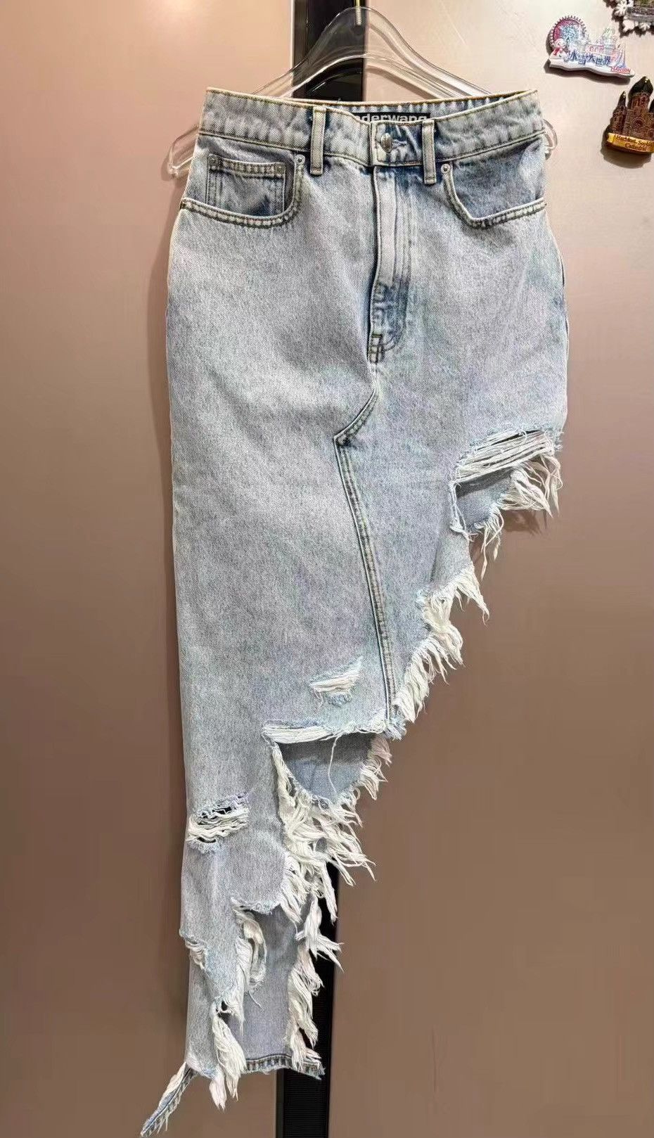 Alexander Wang Alexander Wang Asymmetric Raw Edge Denim Skirt K31 Size 26" / US 2 / IT 38 - 1 Thumbnail