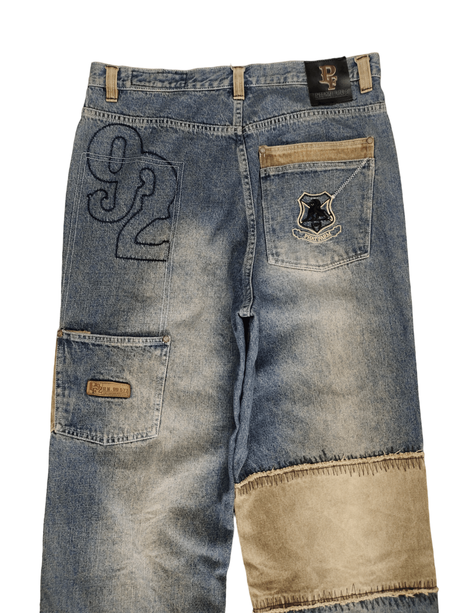 Phat Farm Crazy Vintage Y2k Phat Farm Patchwork Jnco Style Baggy Jeans Size US 35 - 11 Thumbnail