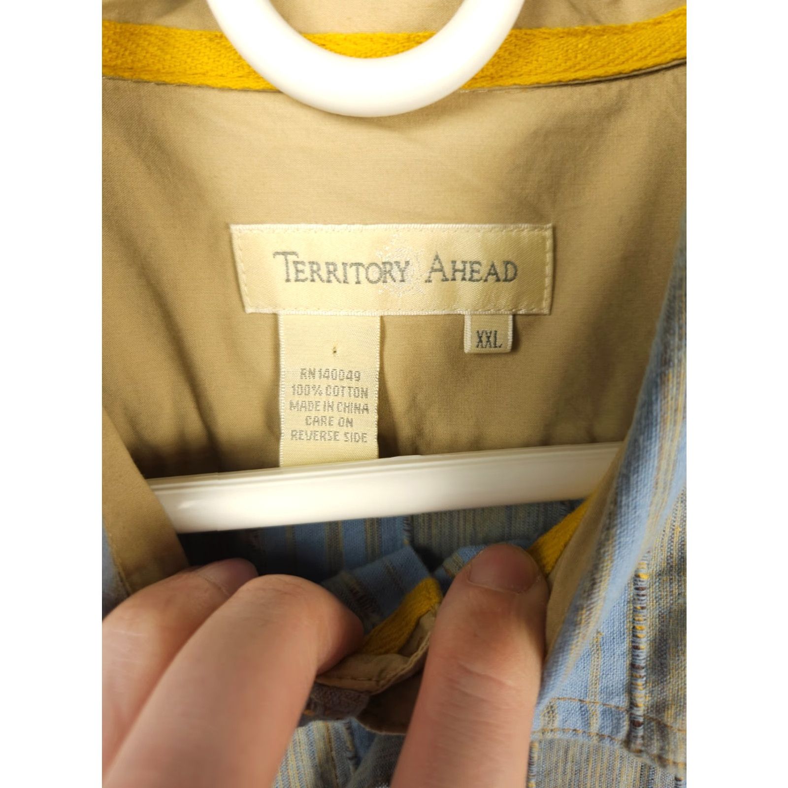The Territory Ahead Territory Ahead Shirt Mens 2XL Blue Orange Striped Cotton Long Sleeve Woven Size US XXL / EU 58 / 5 - 6 Thumbnail
