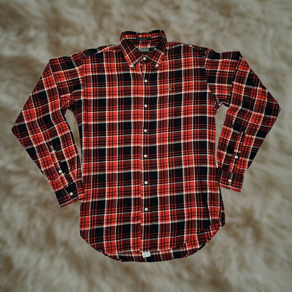 Polo Ralph Lauren Vintage Polo by Ralph Lauren Button Down Shirt Teen XL Long Sleeve Preppy Red Print Size US XL / EU 56 / 4 - 1 Thumbnail