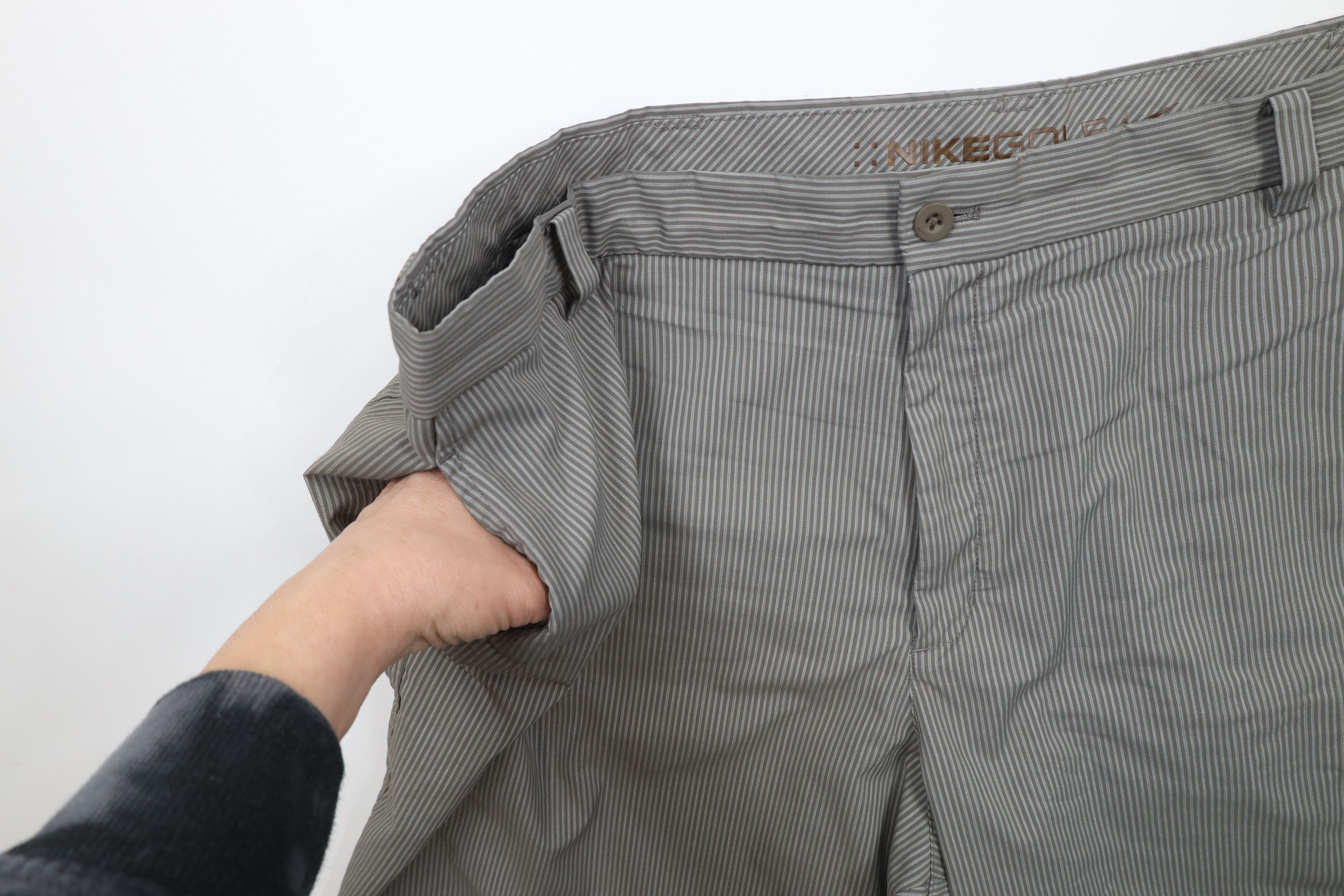 Nike × Vintage Nike Golf Striped Flat Front Tech Golfing Chino Shorts Gray Size US 42 / EU 58 - 6 Thumbnail