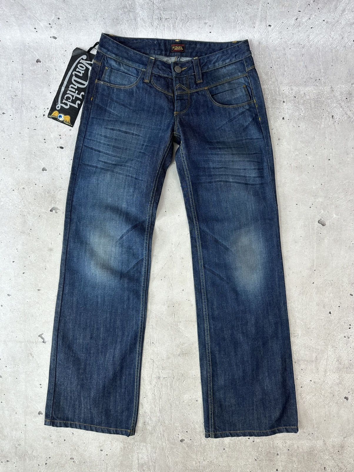 Von Dutch NEW Von Dutch Navy Washed Cotton Women’s Denim Pants Size 28" / US 6 / IT 42 - 2 Thumbnail