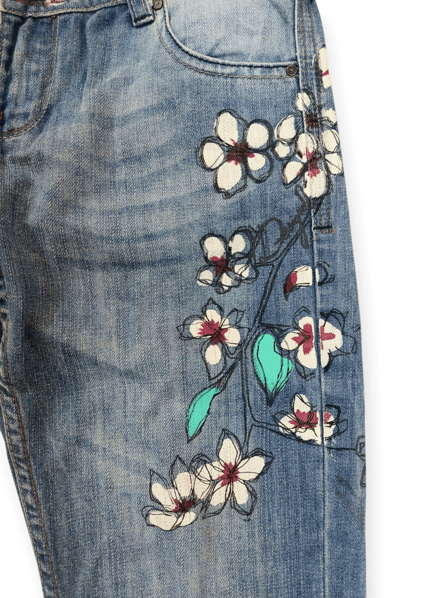 Desigual Desigual Florish Flower Art Denim Size 26" / US 2 / IT 38 - 5 Thumbnail