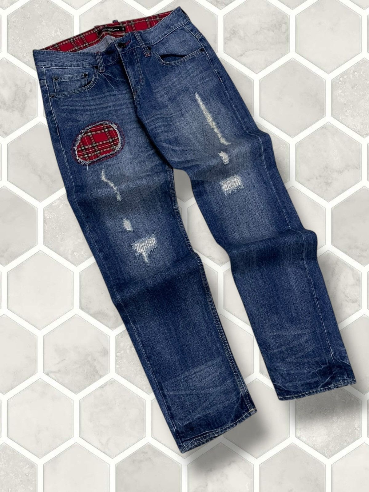 Hysteric Glamour Vintate Authentic Japan 90s Root Three Distressed Denim Size US 31 - 2 Thumbnail