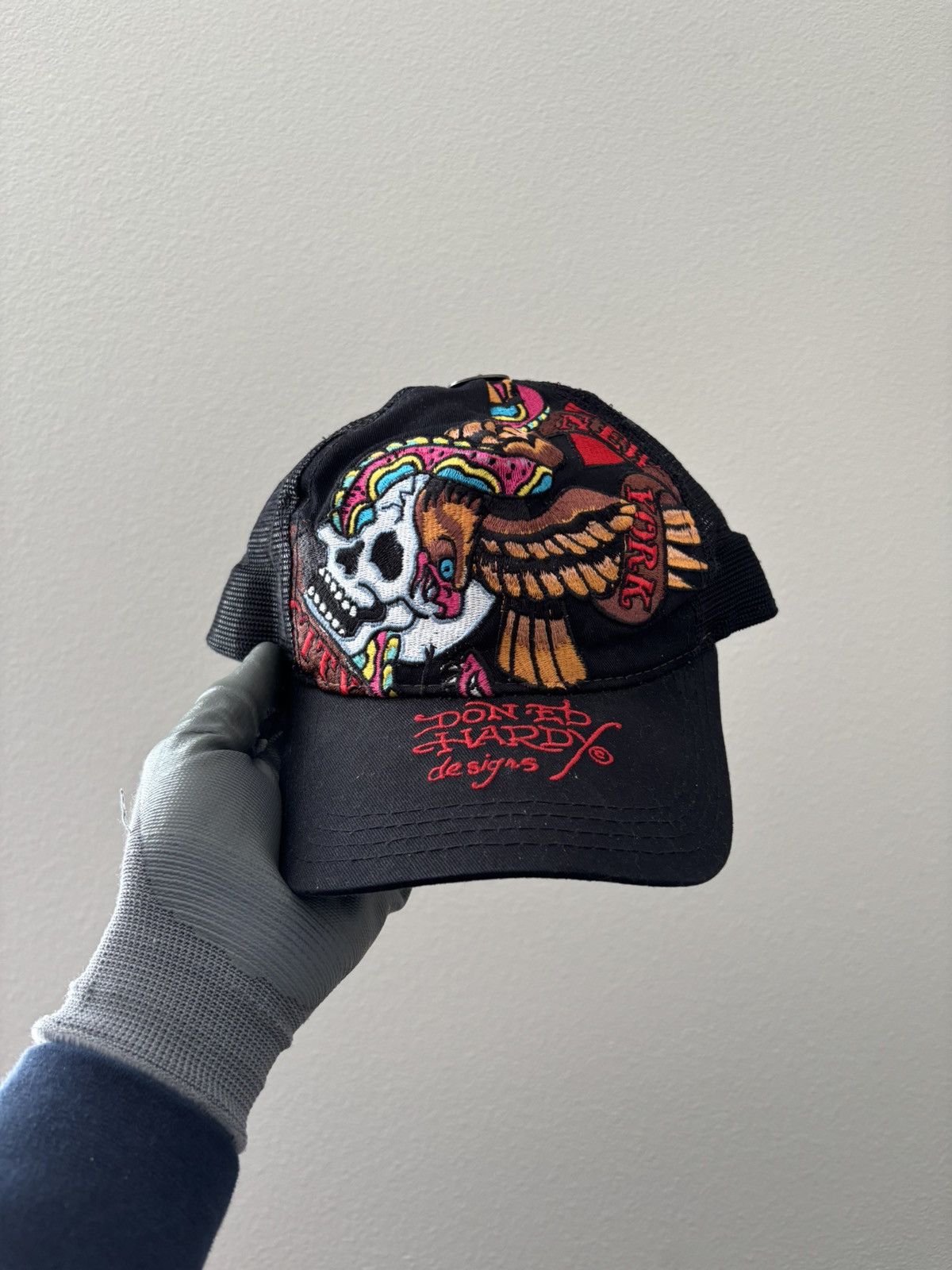 Ed Hardy Ed Hardy x Christian Audigier Embroidery Skull Trucker Cap Size ONE SIZE - 1 Thumbnail