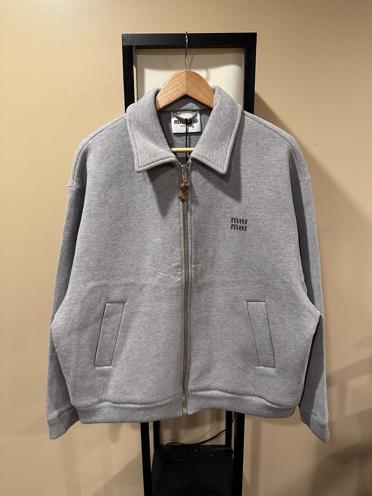 Miu Miu Miu Miu Grey Jersey Blouson Pleated Zip Jacket Size S / US 4 / IT 40 - 21 Thumbnail