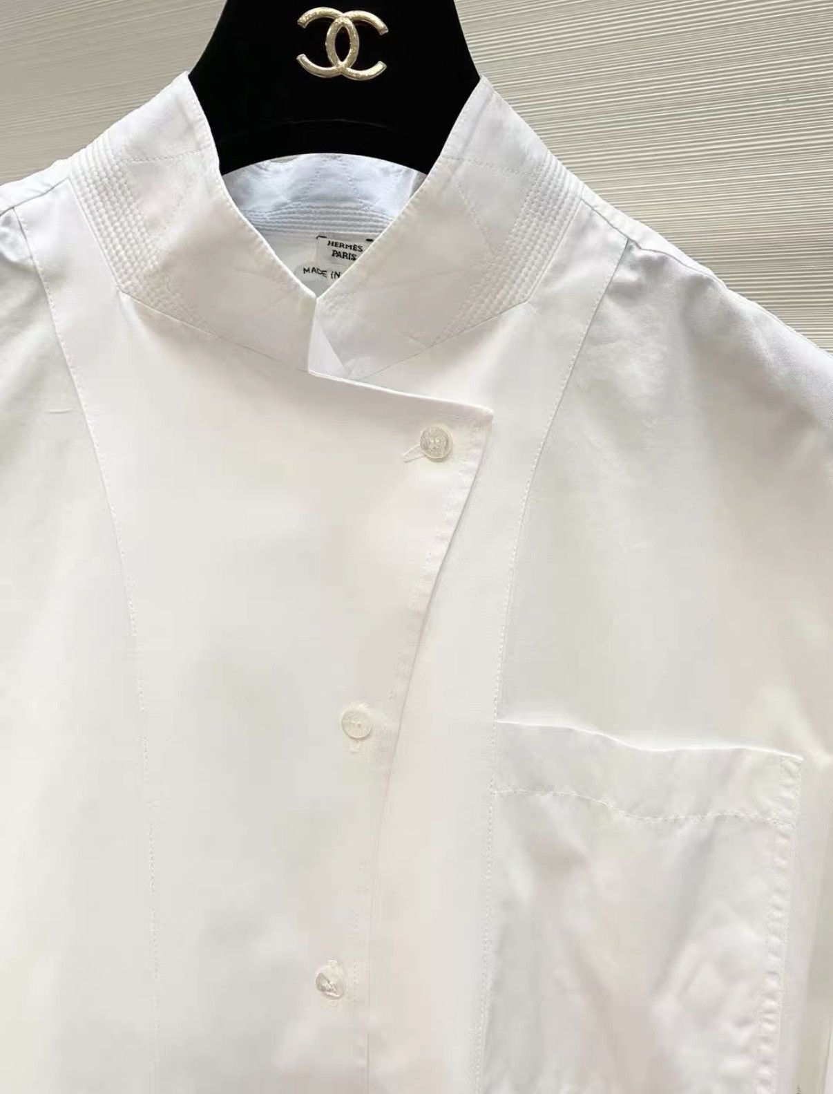 Hermes Hermès White Stand Collar Loose Shirt Dress J33 Size XS / US 0-2 / IT 36-38 - 3 Thumbnail