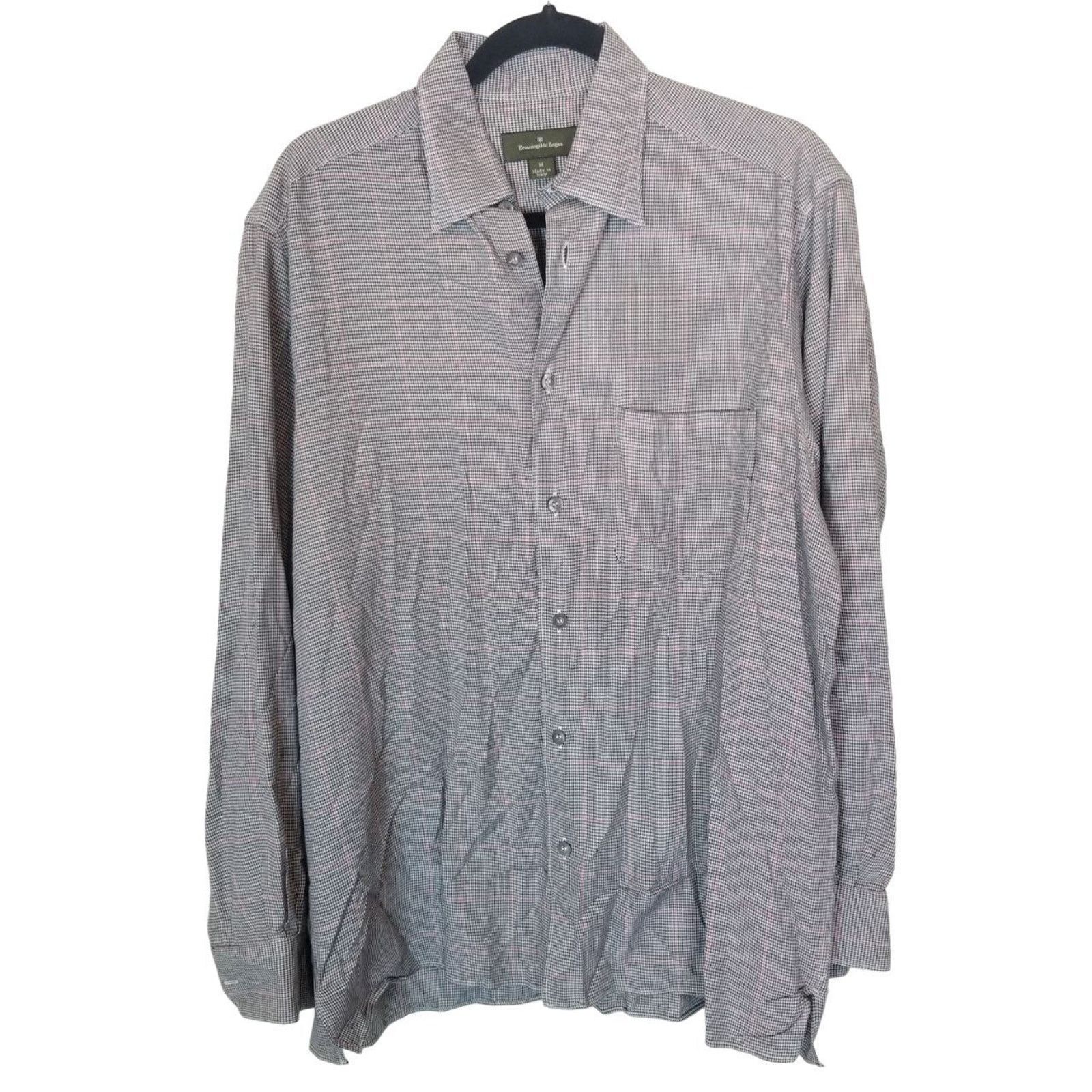 Ermenegildo Zegna Mens Houndstooth Dress Shirt Size M Career