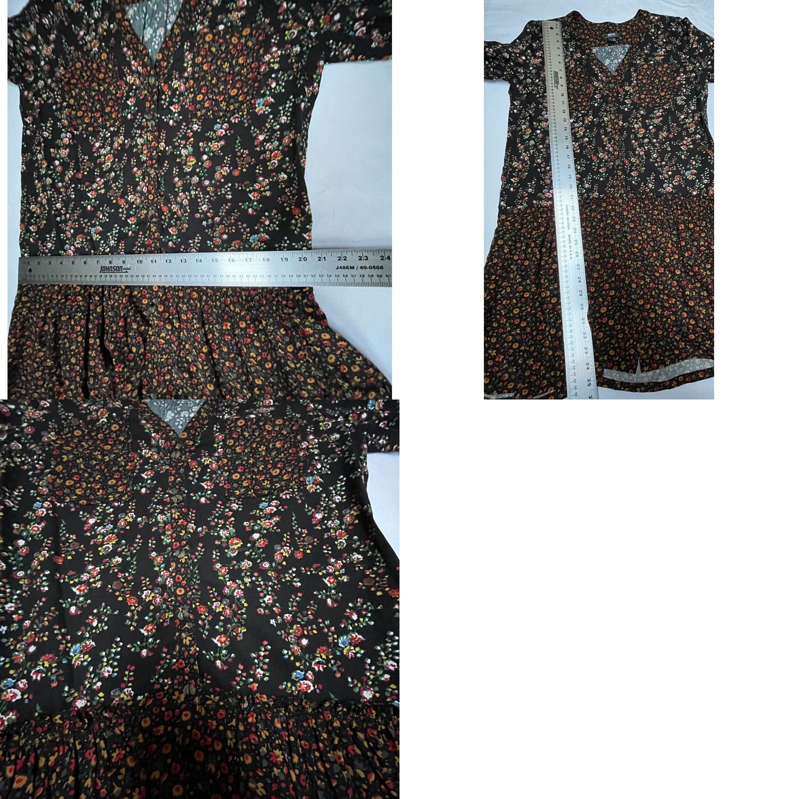 Vintage Maeve by Anthropologie Tunic Dress Shirt Dress Black Floral Long Sleeve Button-Front Sz 8 Lyocell V-Neck Casual Womens Size M / US 6-8 / IT 42-44 - 8 Thumbnail